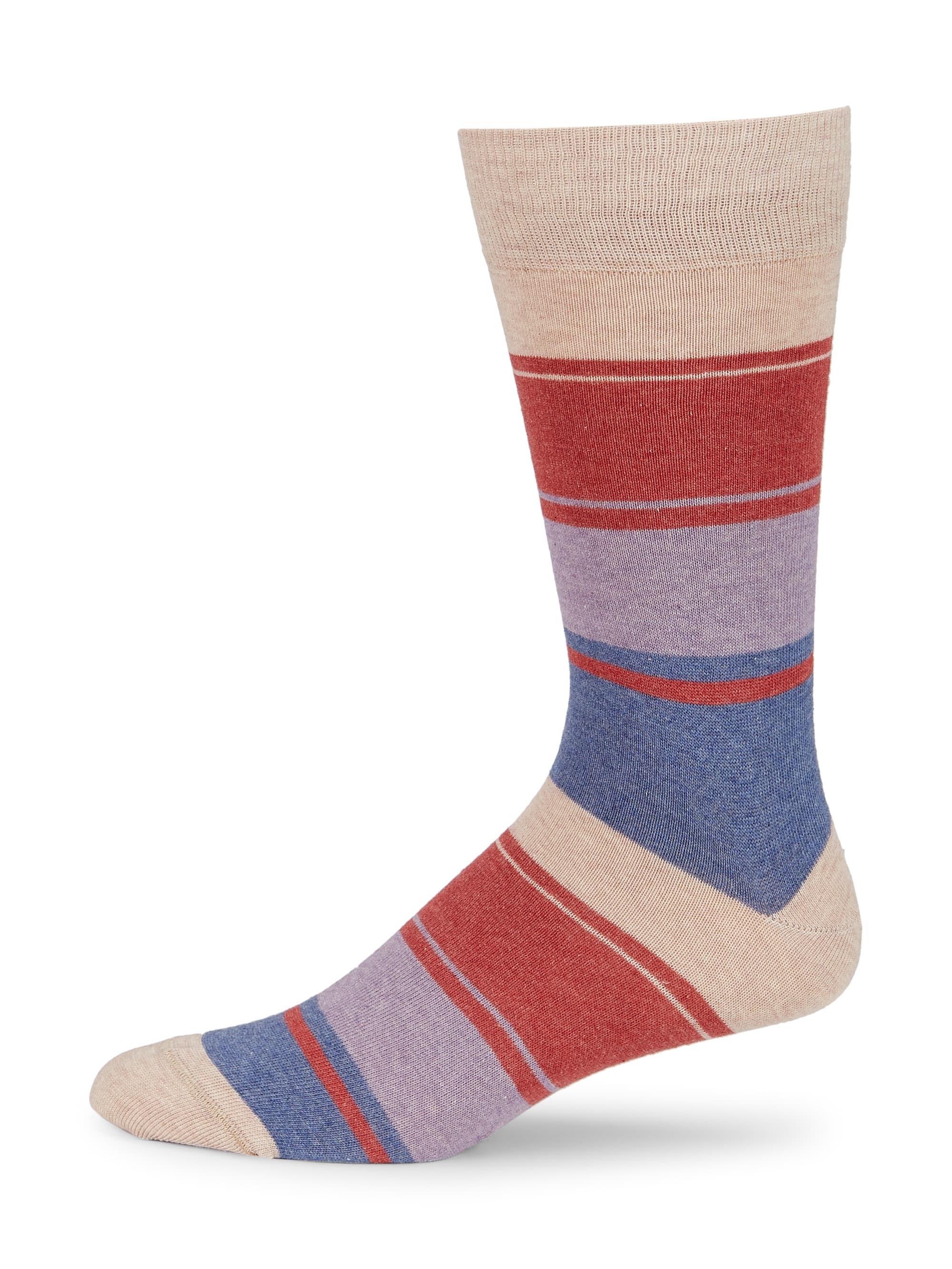Saks Fifth Avenue Men's Collection Midcalf Blended Stripe Socks