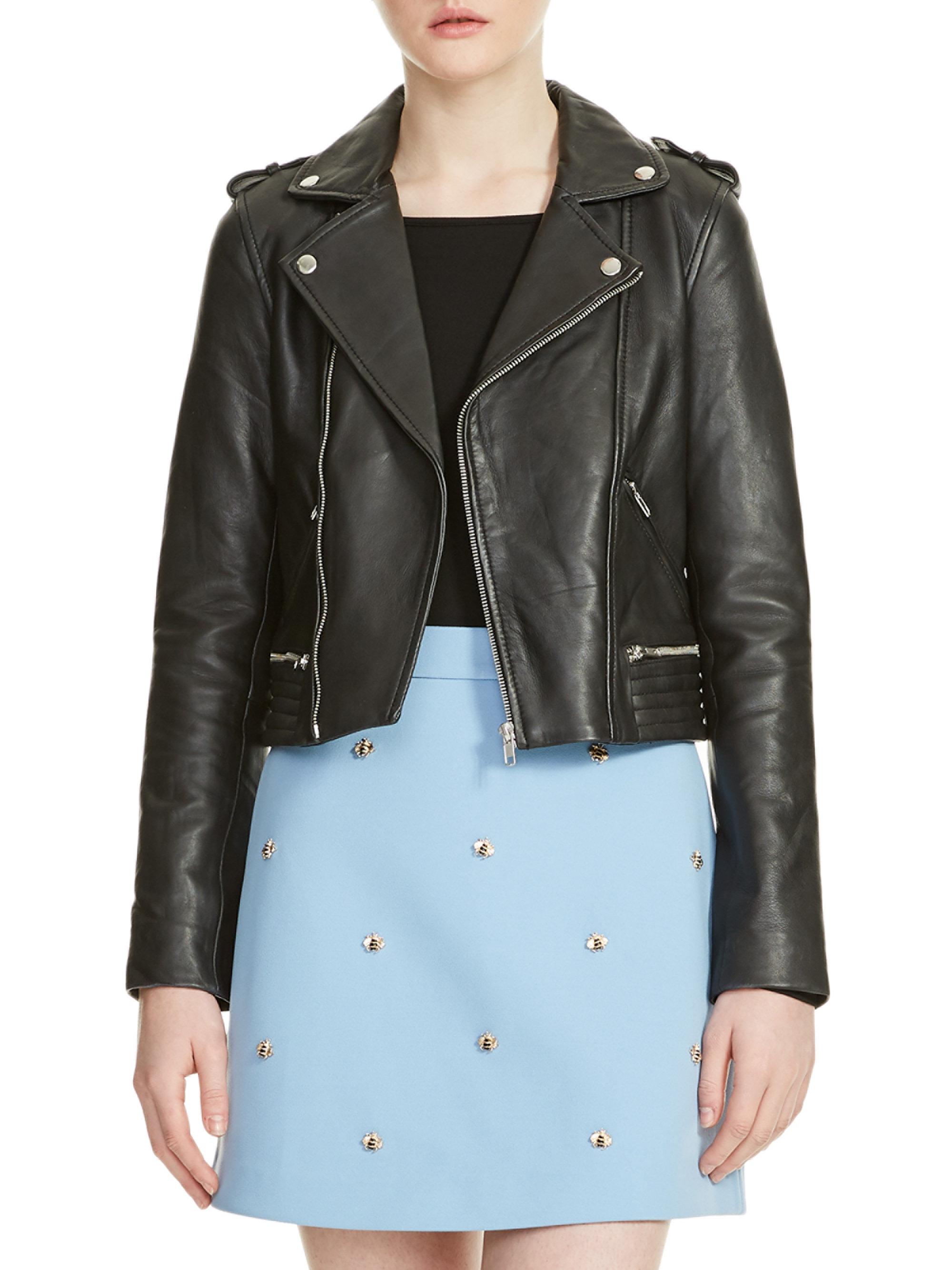 maje basalt leather jacket