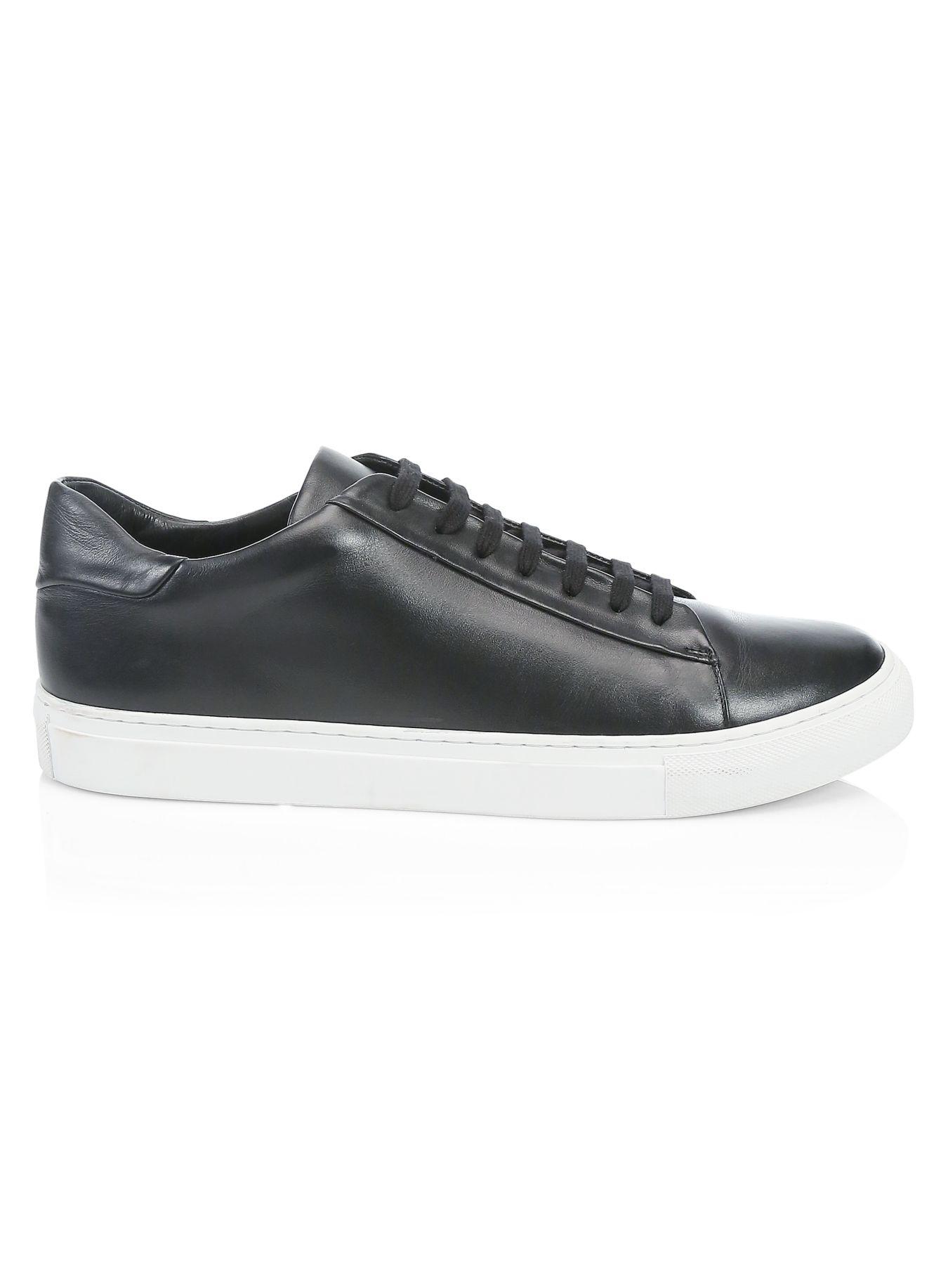 Saks Fifth Avenue Collection Leather Sneakers in Black for Men - Lyst