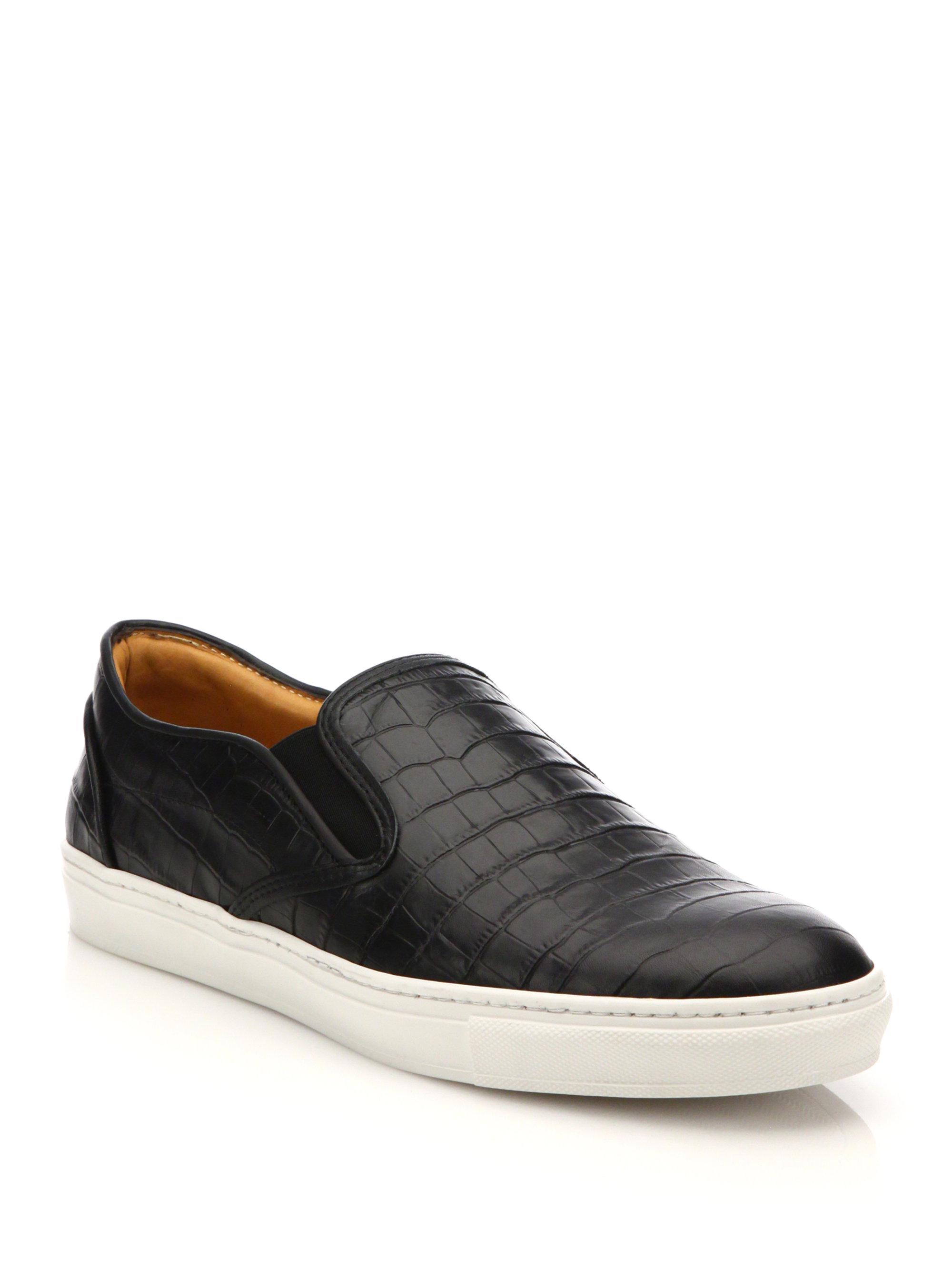 Saks Fifth Avenue Croc Print Slip-on Sneakers in Black for Men - Lyst