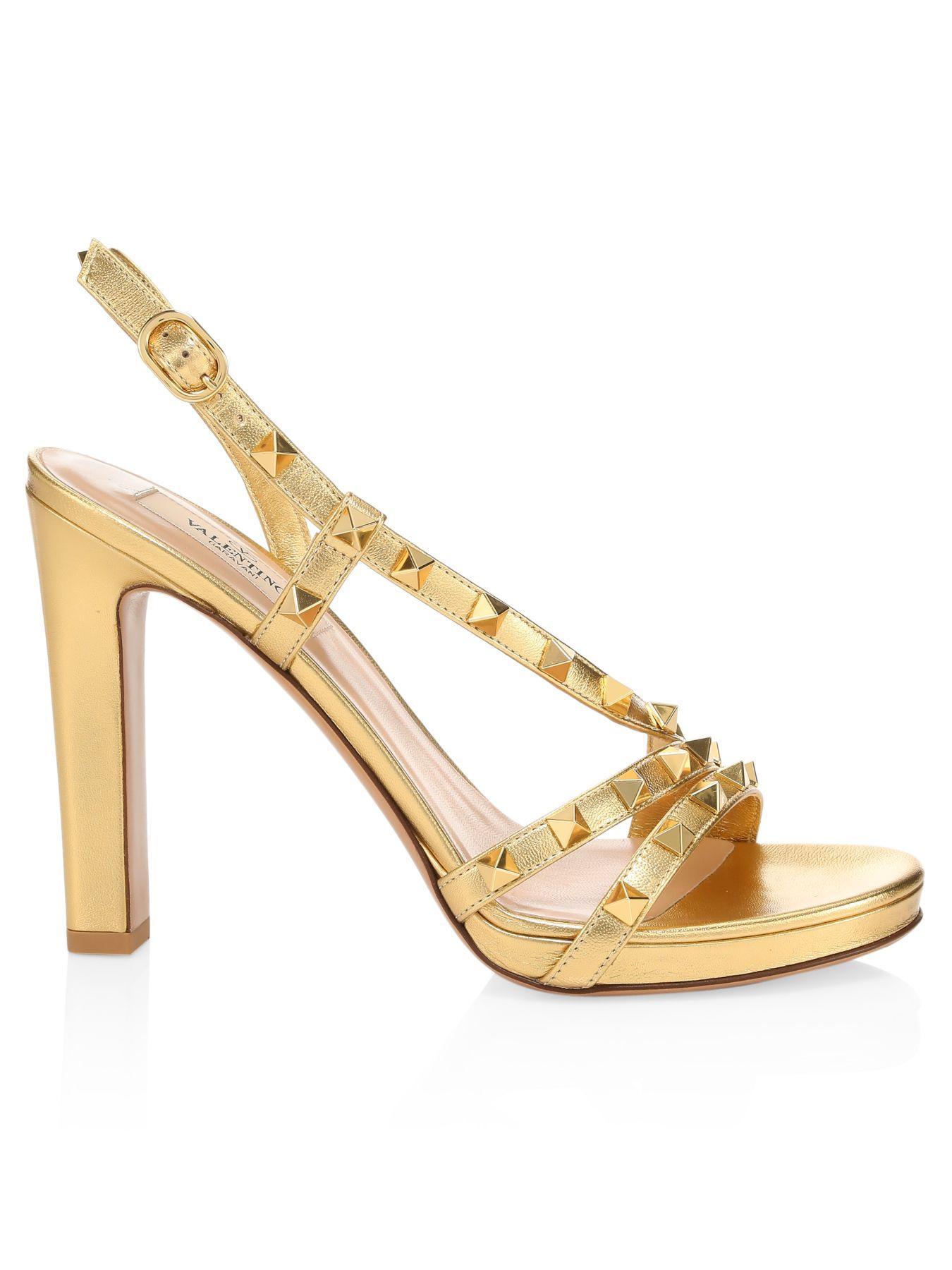 Valentino Garavani Rockstud Metallic Leather Slingback