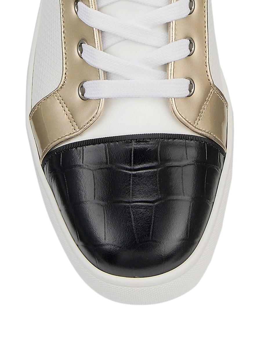 white and gold christian louboutin sneakers