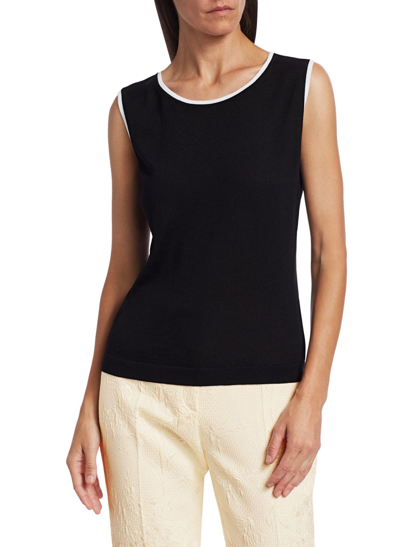 ESCADA Sleeveless Wool Knit Shell Top in Black Lyst