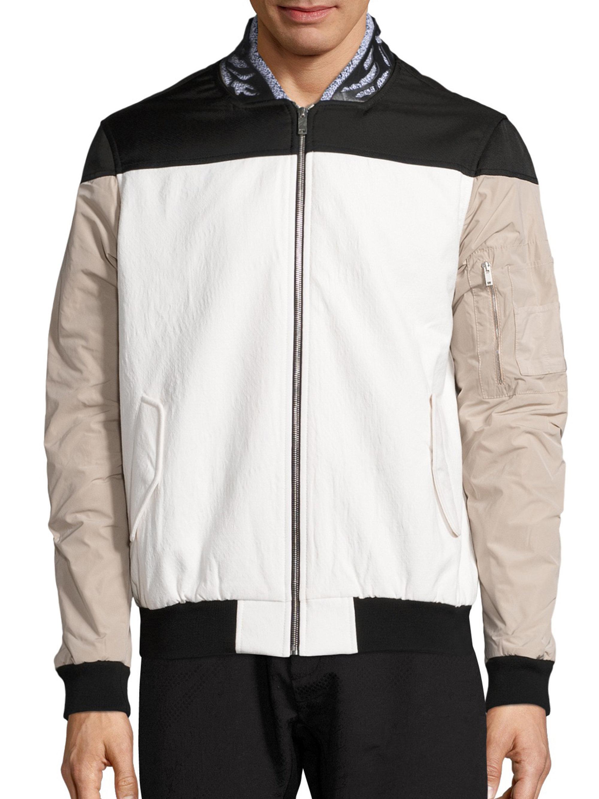 Les Benjamins Leather Collar Bomber Jacket in White for Men - Lyst
