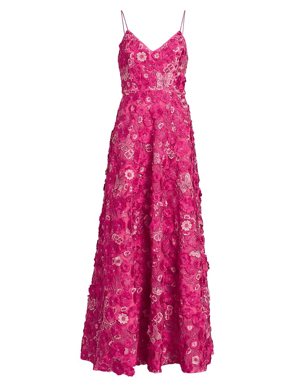 Alice + Olivia Domenica Floral Appliqué Maxi Dress in Pink Lyst