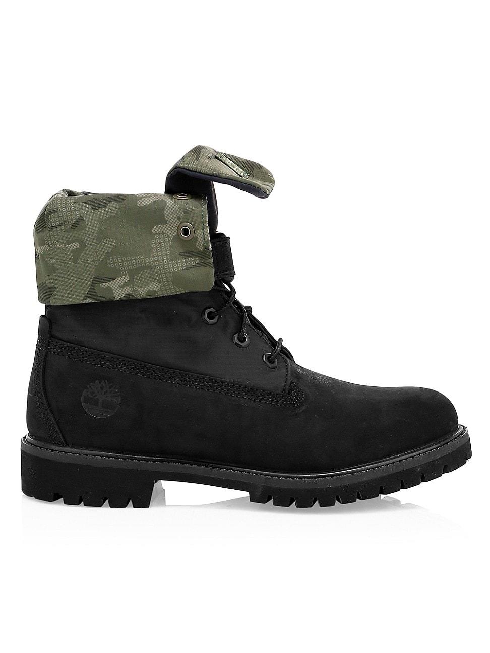 Timberland Premium Camo Print-trim Leather & Canvas Combat Boots in Black  for Men | Lyst