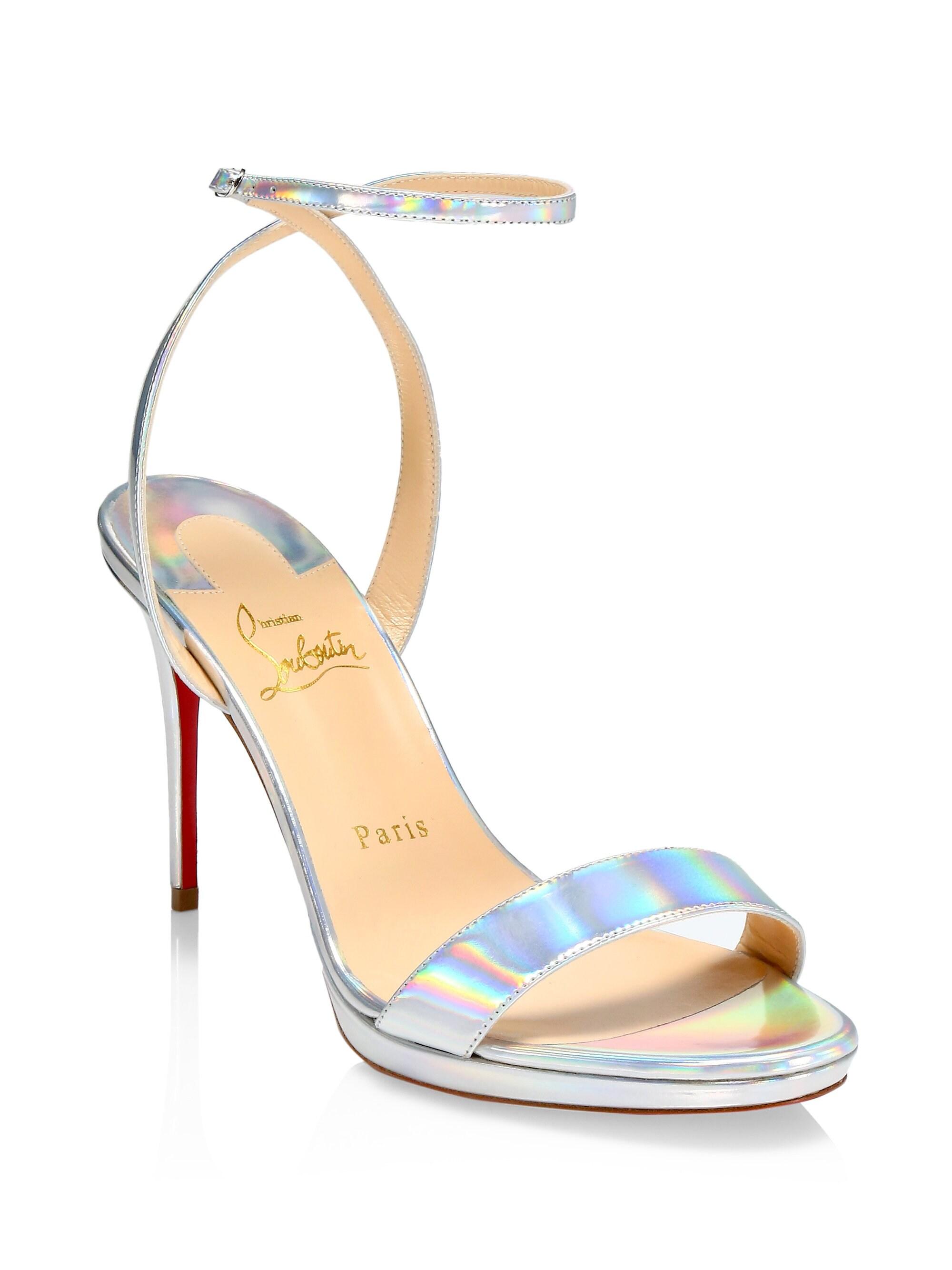CHRISTIAN LOUBOUTIN: Loubi Queen sandal in holographic patent