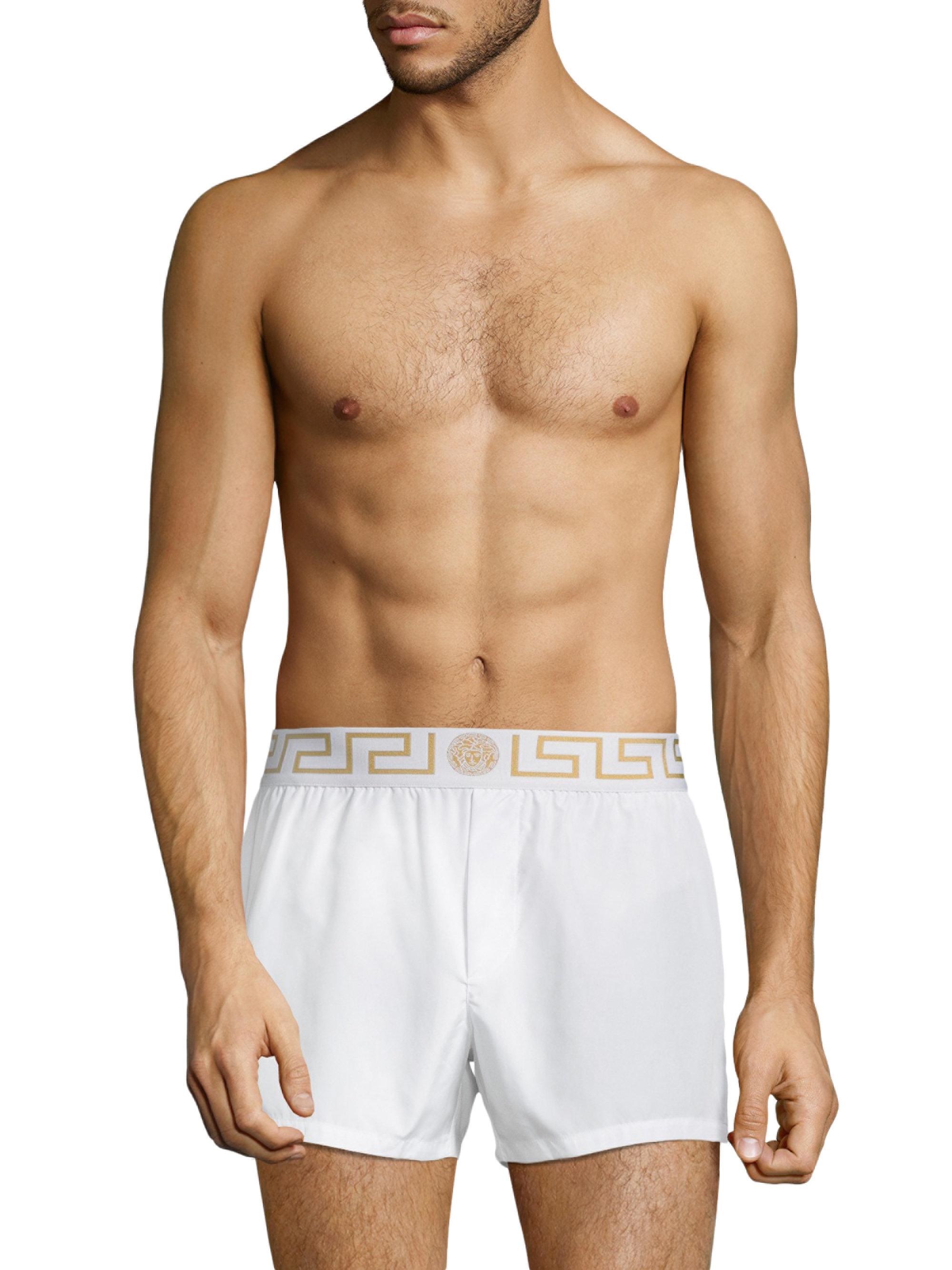 Vrijgevig schaak versieren Versace Swim Shorts in White for Men | Lyst