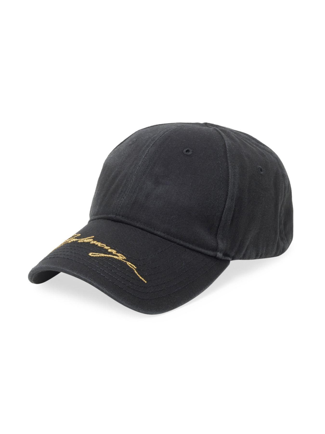 Balenciaga Signature Baseball Hat in Black Gold (Black) for Men | Lyst
