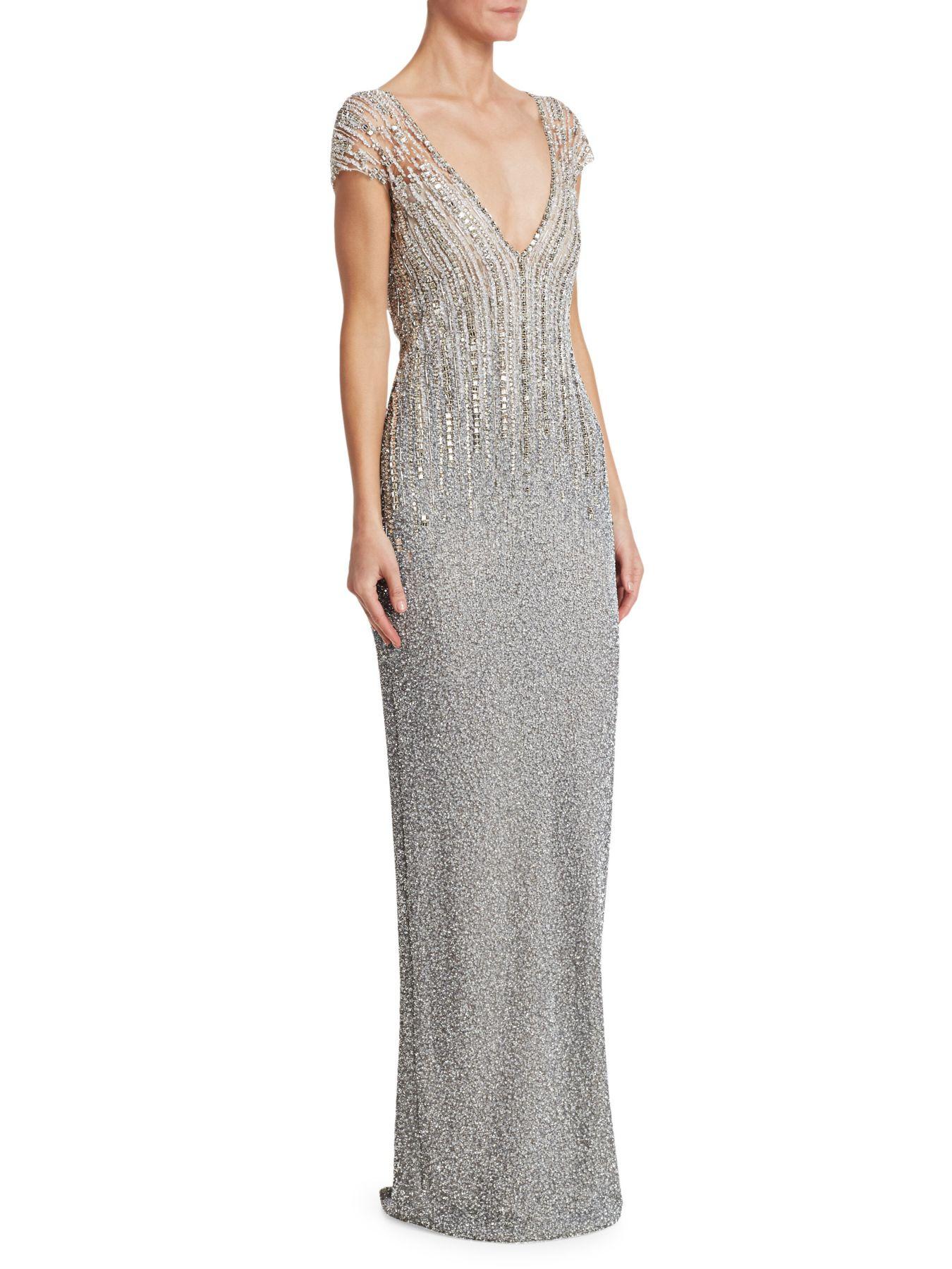 pamella roland ombre sequin gown