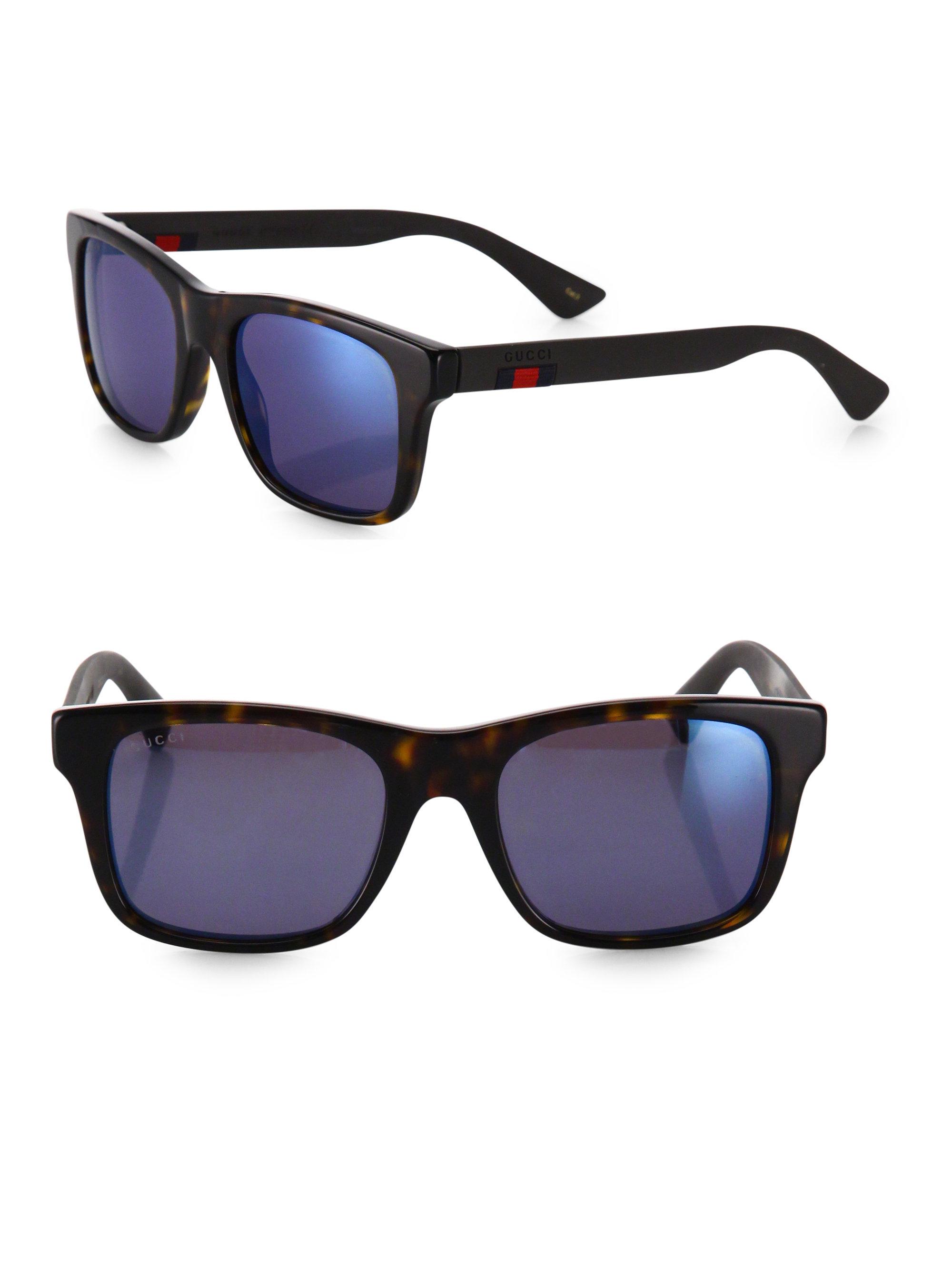 Gucci Rubber 53mm Square Sunglasses in Blue for Men - Lyst