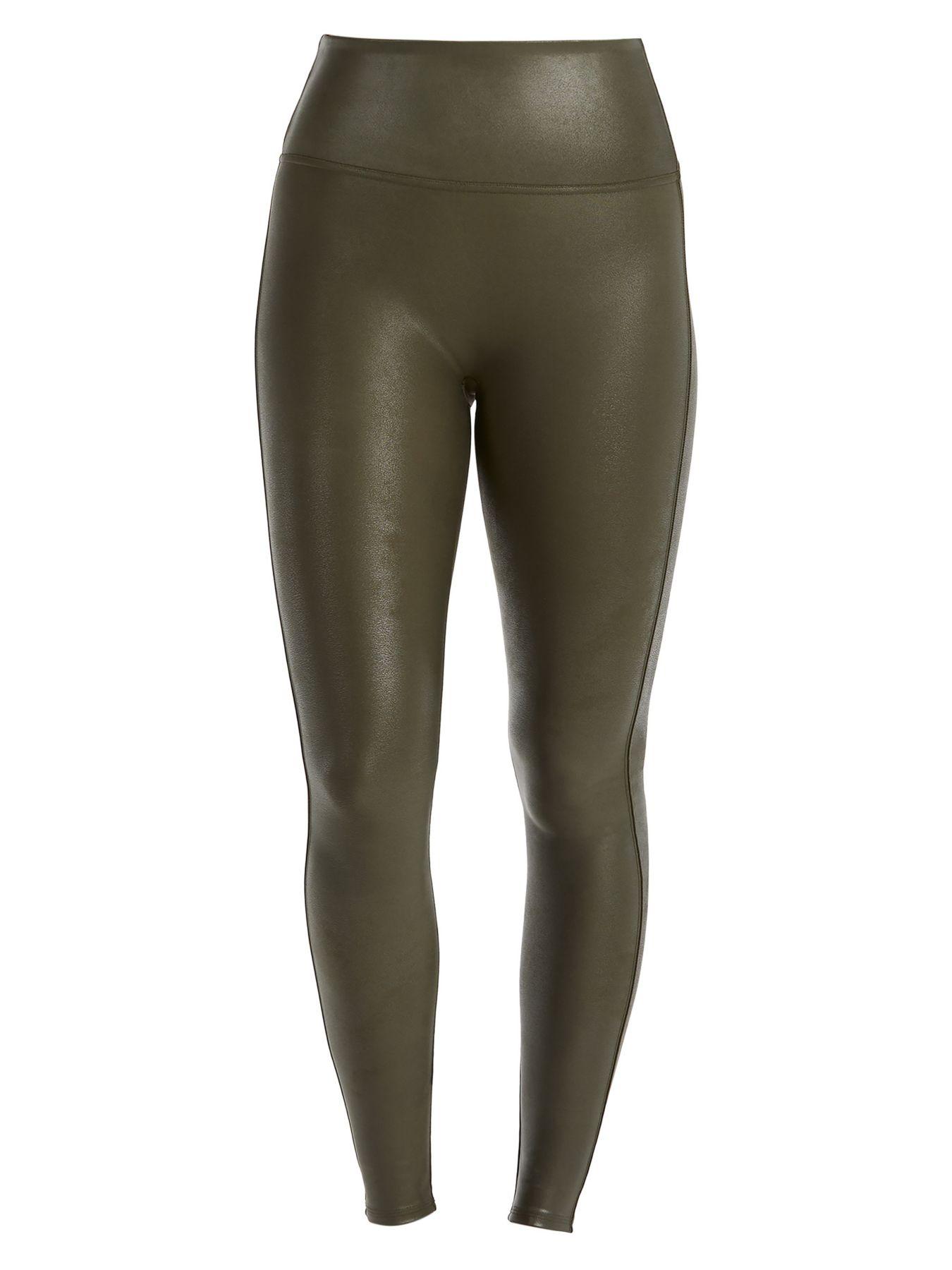 Spanx Faux Leather Leggings Olive Green Bay International