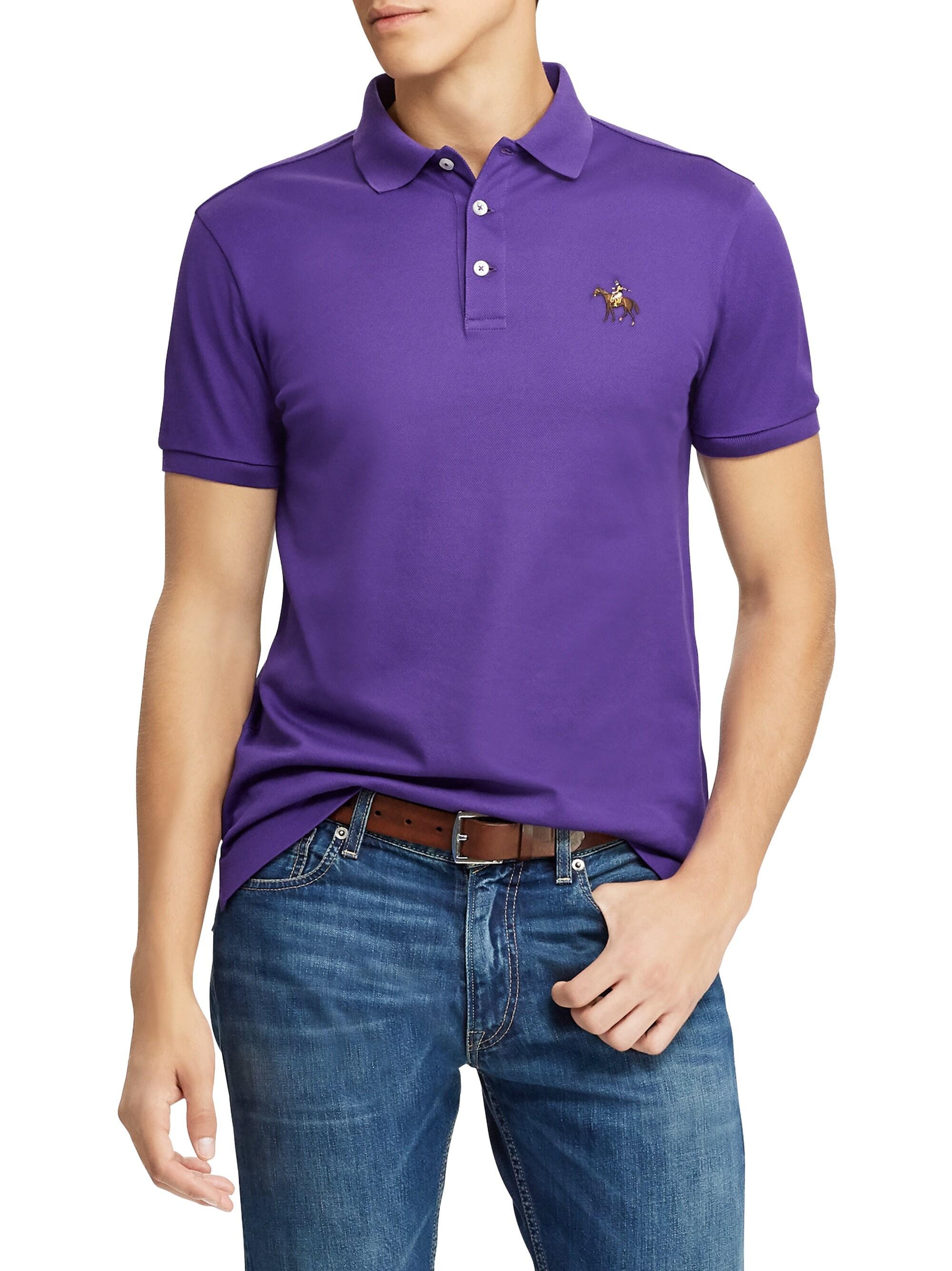 Ralph Lauren Purple Label Logo Cotton Polo Shirt in Purple for Men - Lyst