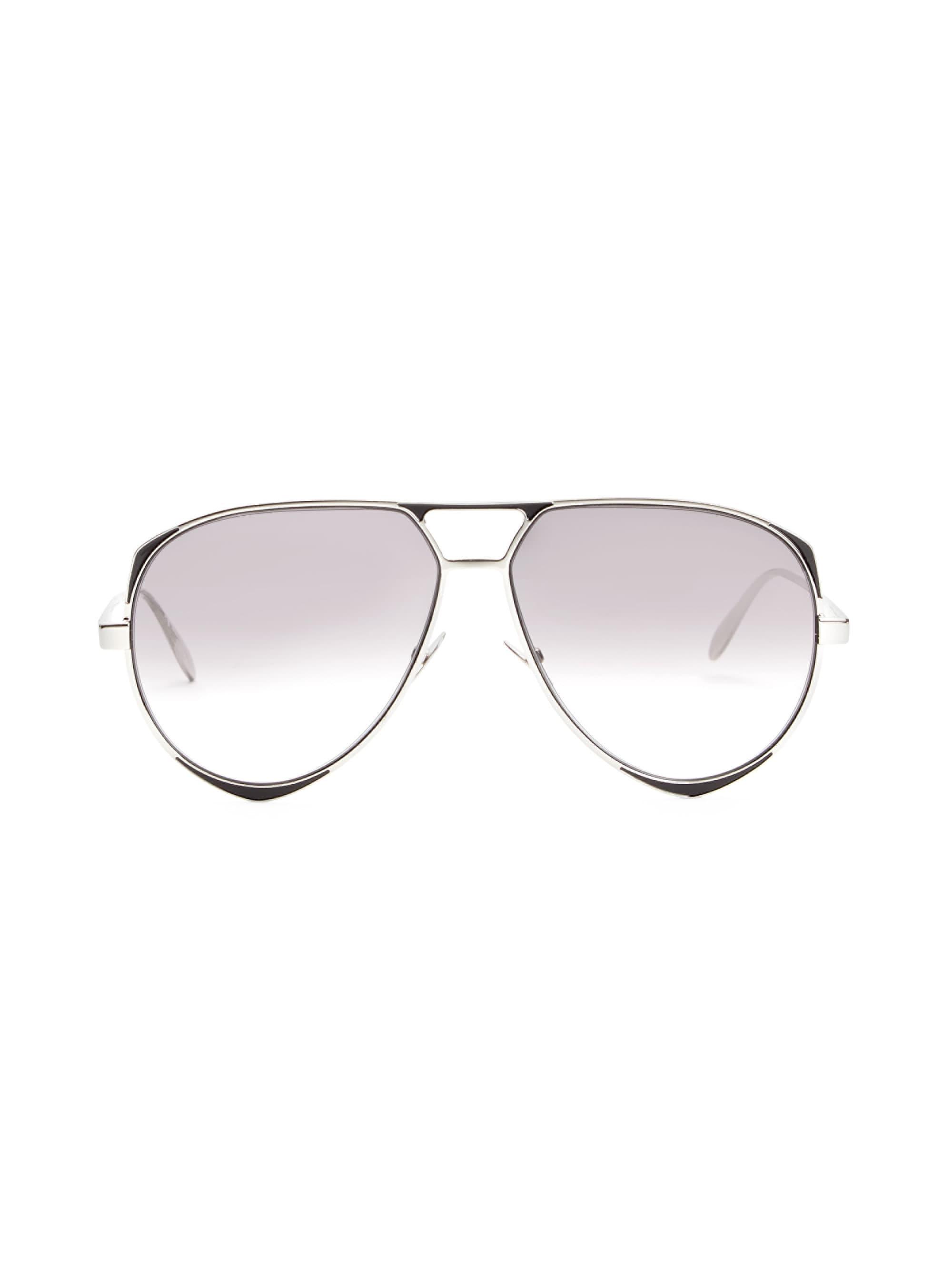 Alexander McQueen 61mm Geometric Aviator Sunglasses in Silver (Metallic