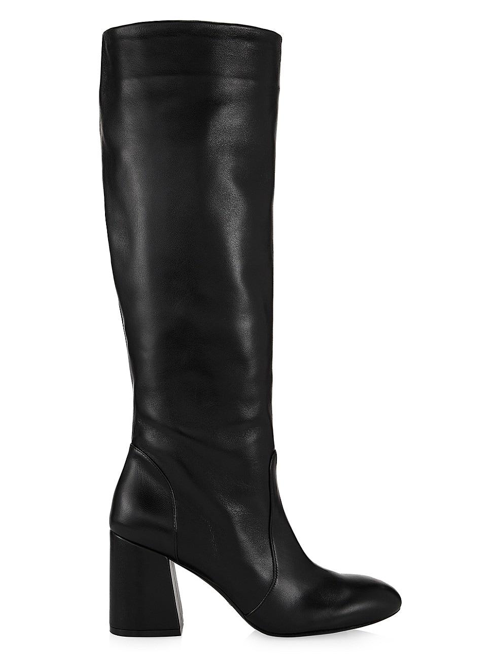 Stuart Weitzman Flareblock 85mm Leather Slouch Boots in Black | Lyst