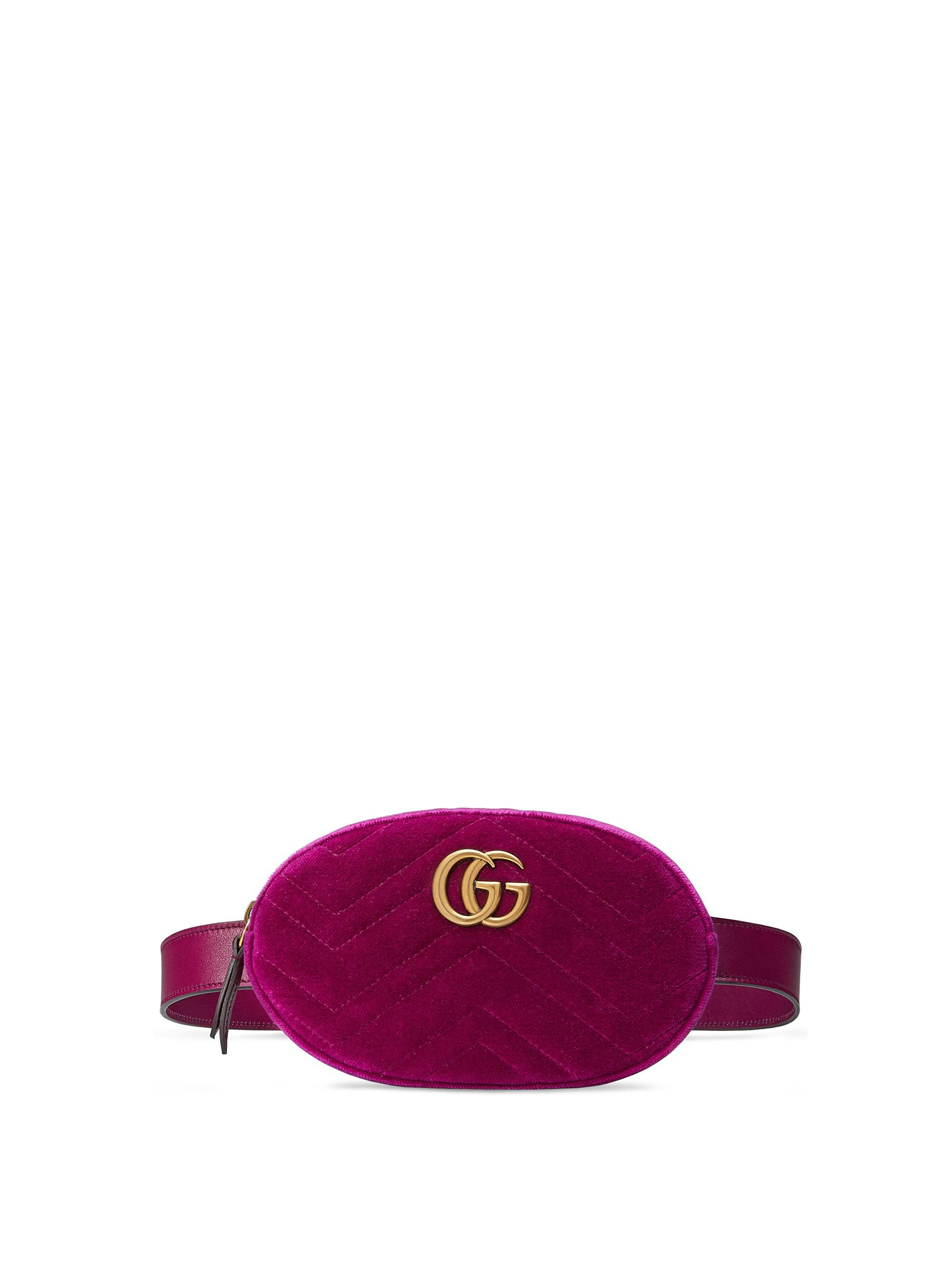 Gucci GG Marmont Matelassé Velvet Belt Bag in Fuchsia (Purple) - Lyst