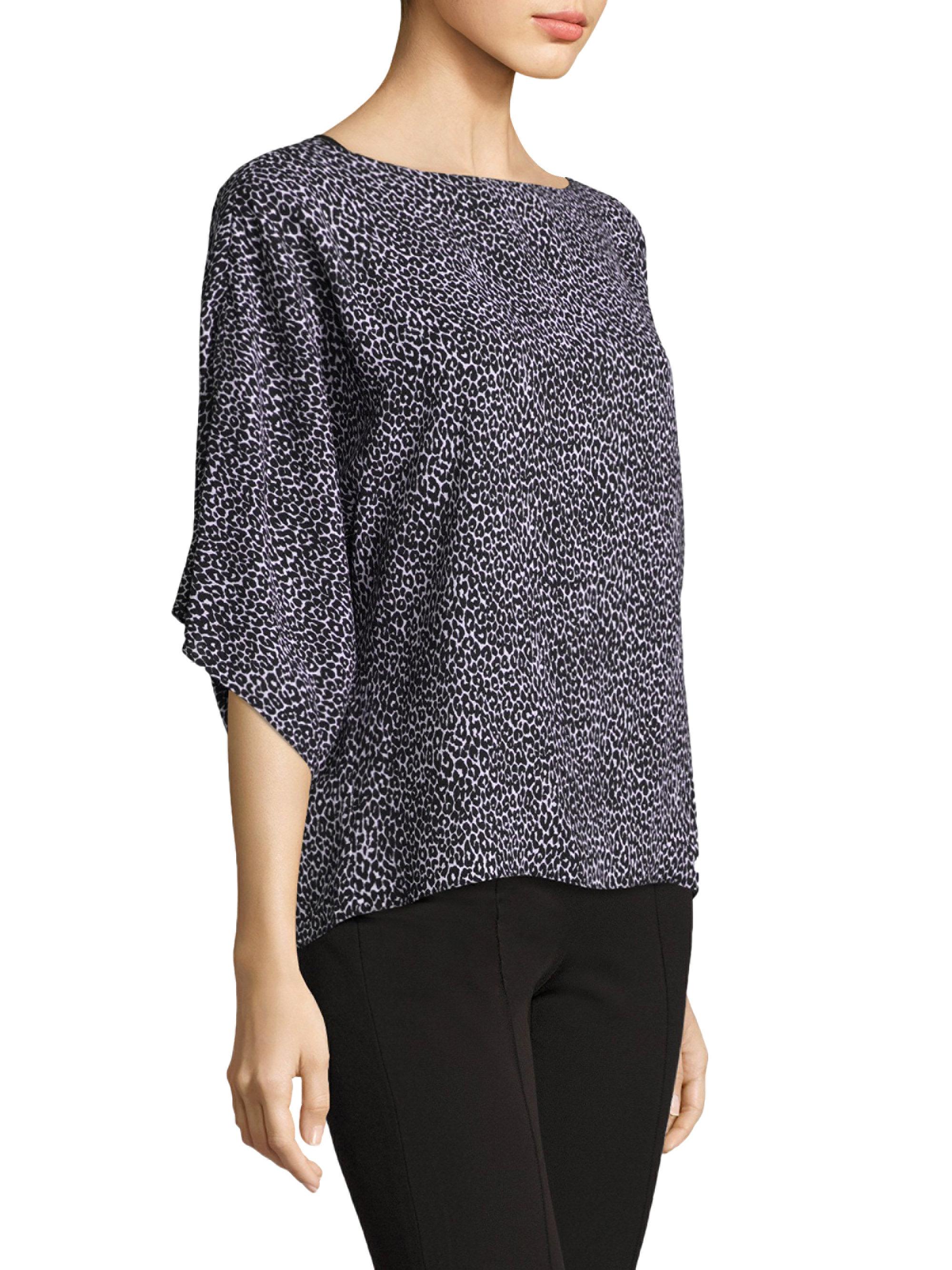 Lyst - Michael kors Leopard-print Silk Top in Black
