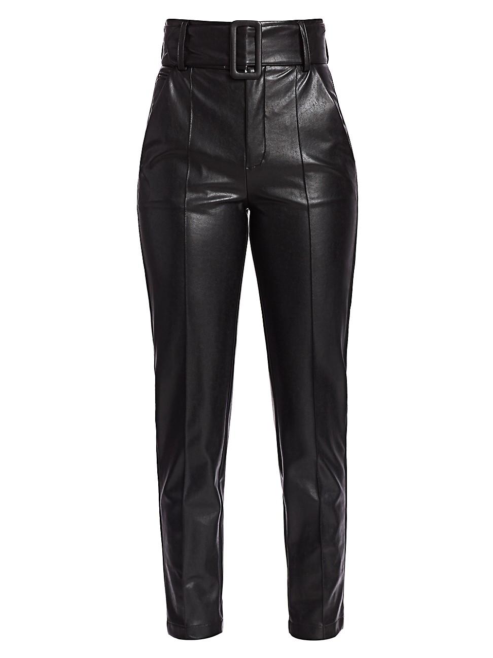 black high waisted faux leather pants