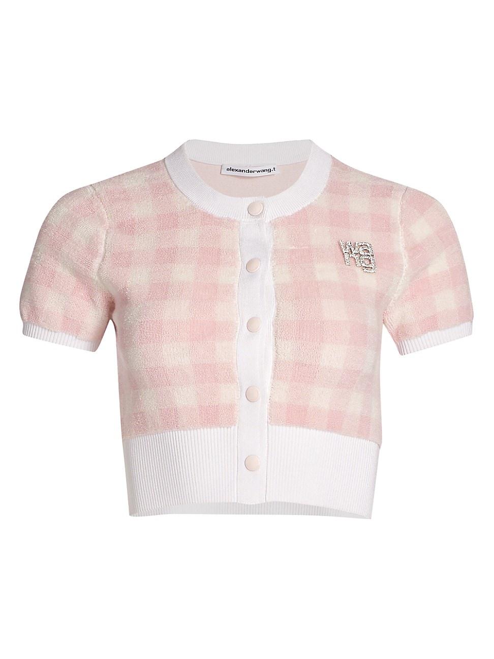 pink gingham cardigan
