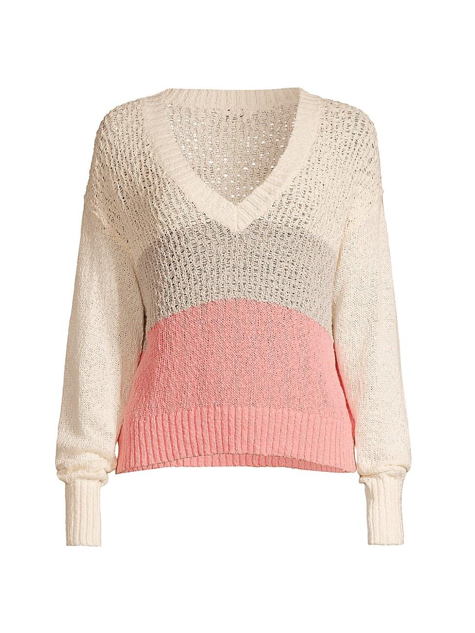 525 America Colorblocked Popcorn-knit Sweater in Pink | Lyst