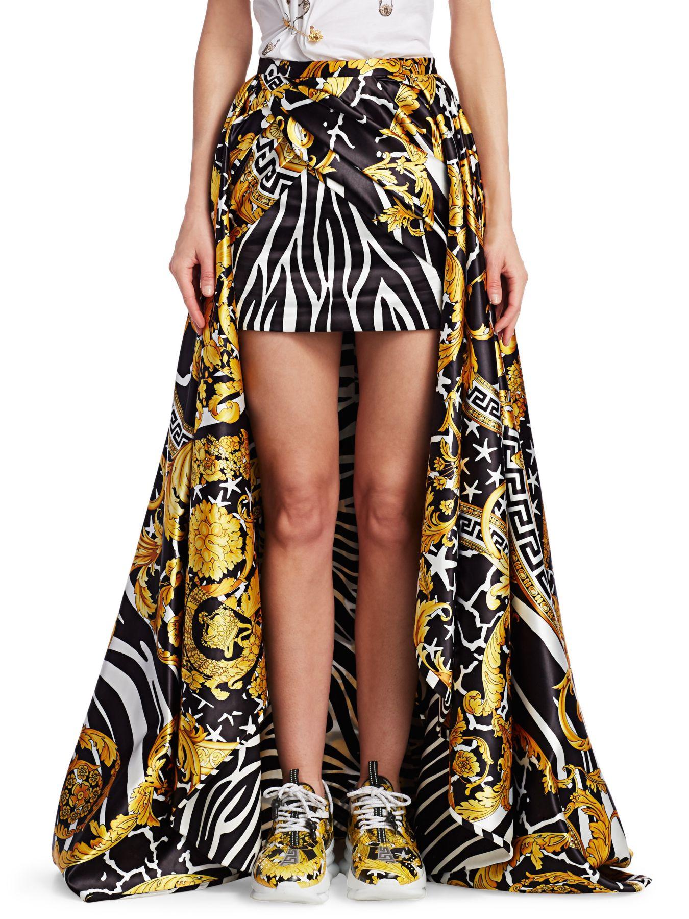 Versace Silk Baroque Train Mini Skirt 