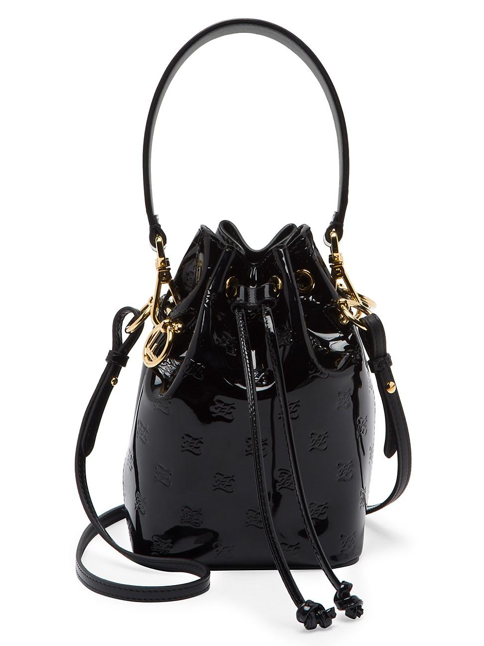 Fendi Mini Mon Tresor Patent Leather Bucket Bag in Black - Lyst