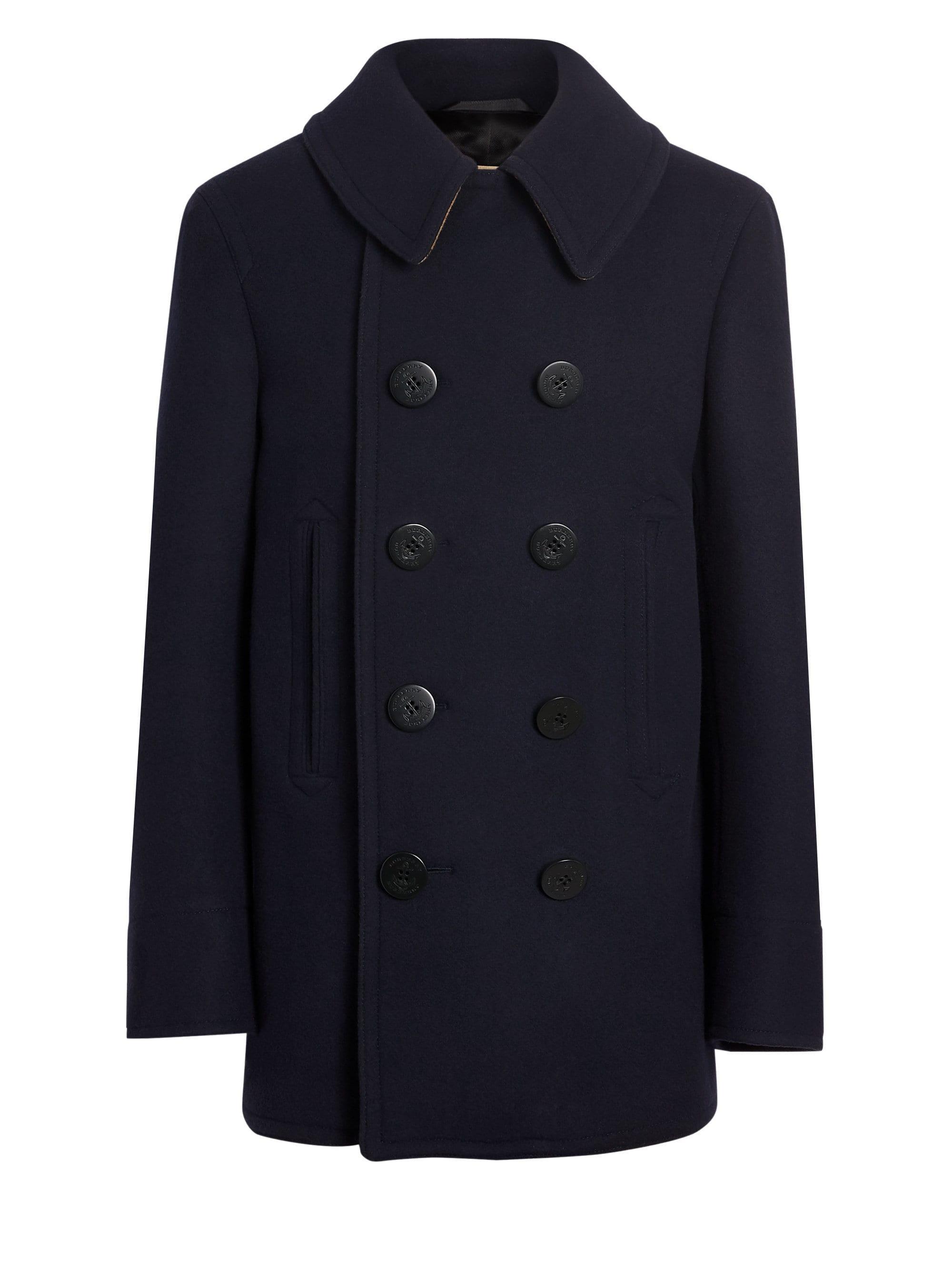 Burberry Wool Claythorpe Double - Breasted Peacoat in Navy (Blue) for ...