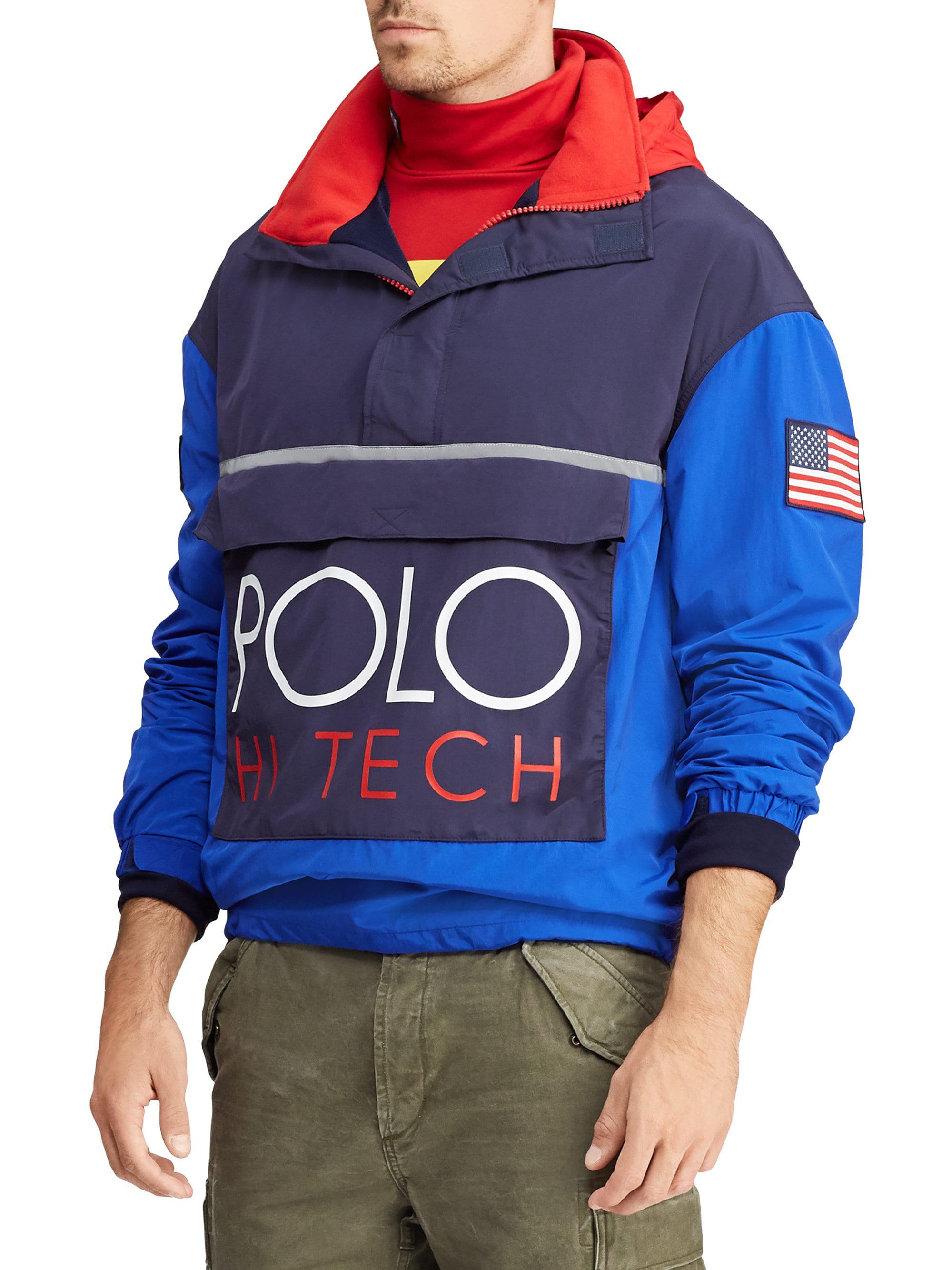Polo Ralph Lauren Fleece Hi Tech Jacket in Navy (Blue) for Men | Lyst