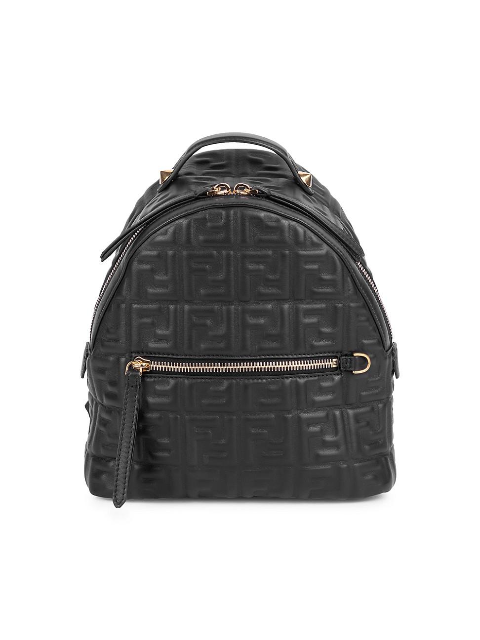 Fendi Mini Ff Leather Backpack in Black | Lyst