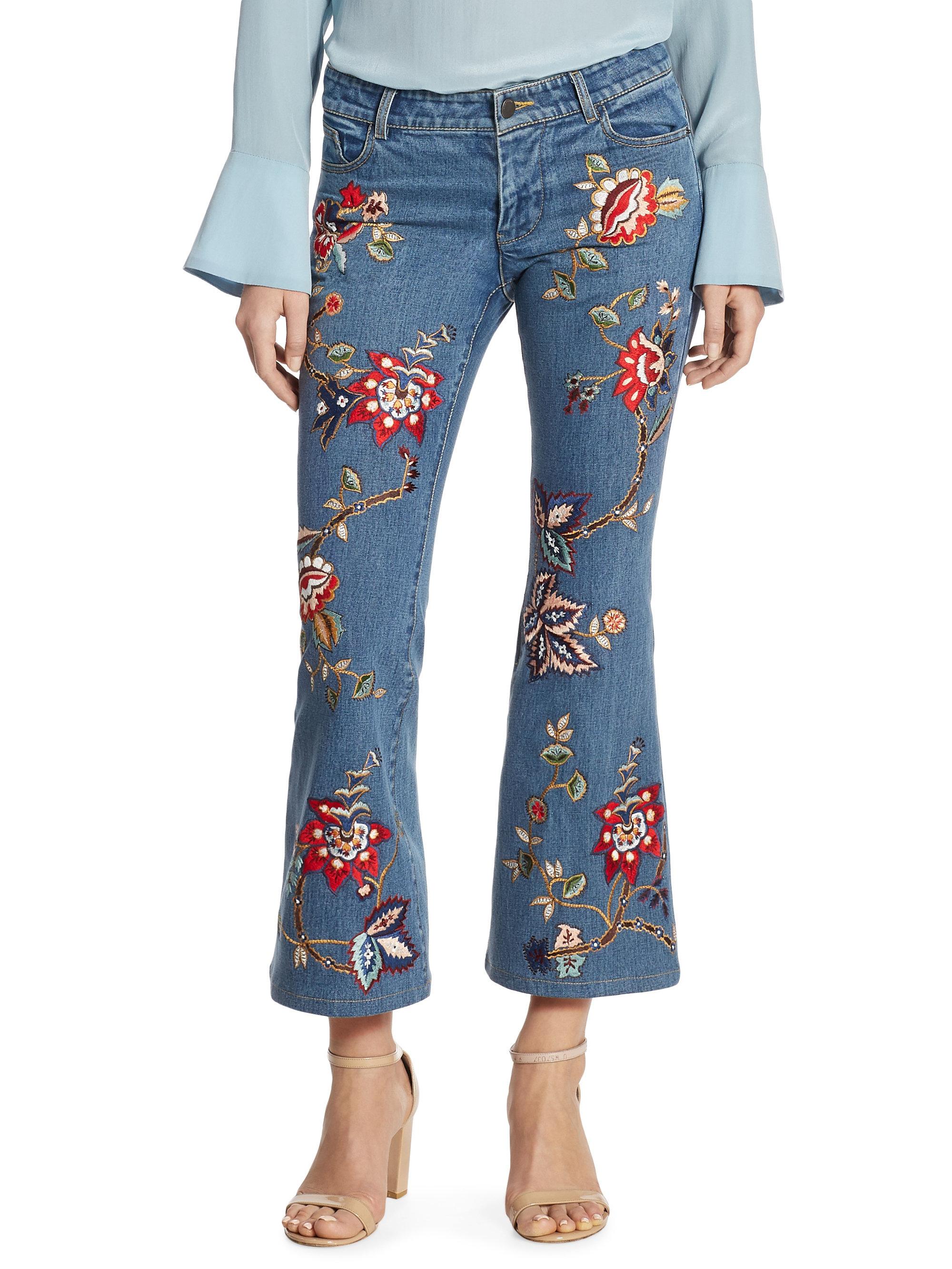 alice and olivia ryley embroidered jeans