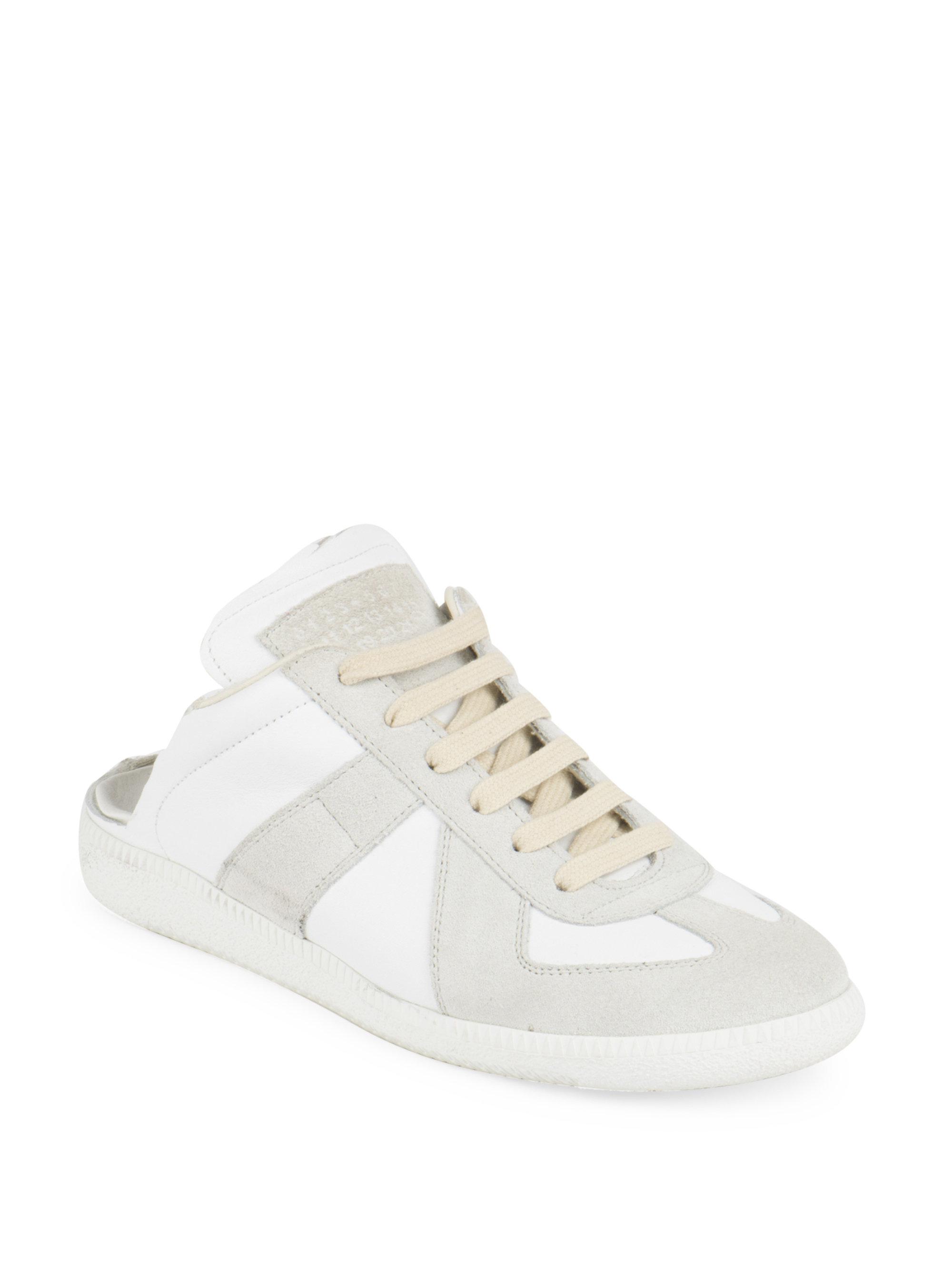 Maison Margiela Leather & Suede Mule Sneakers in White - Lyst