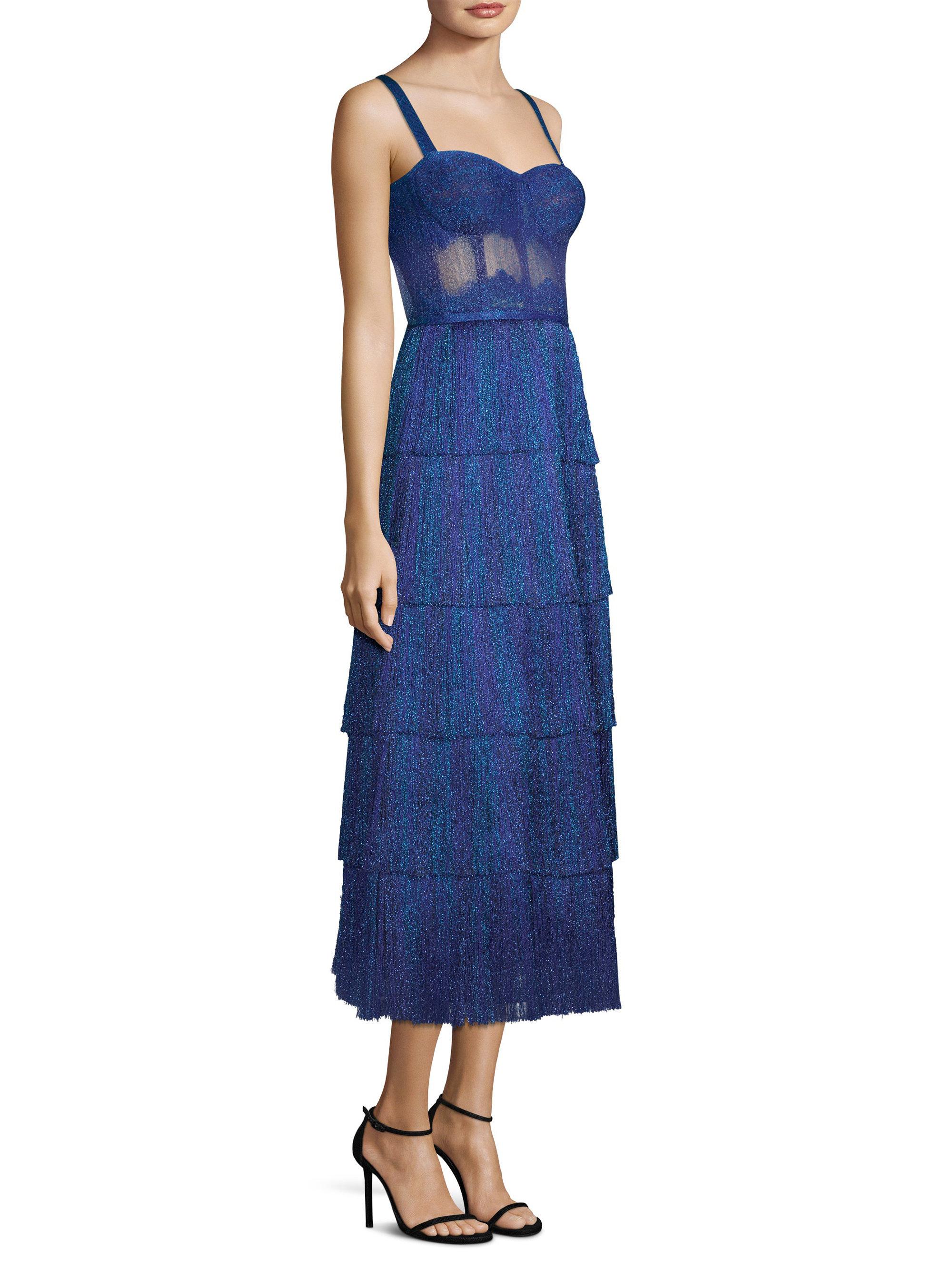navy blue fringe dress
