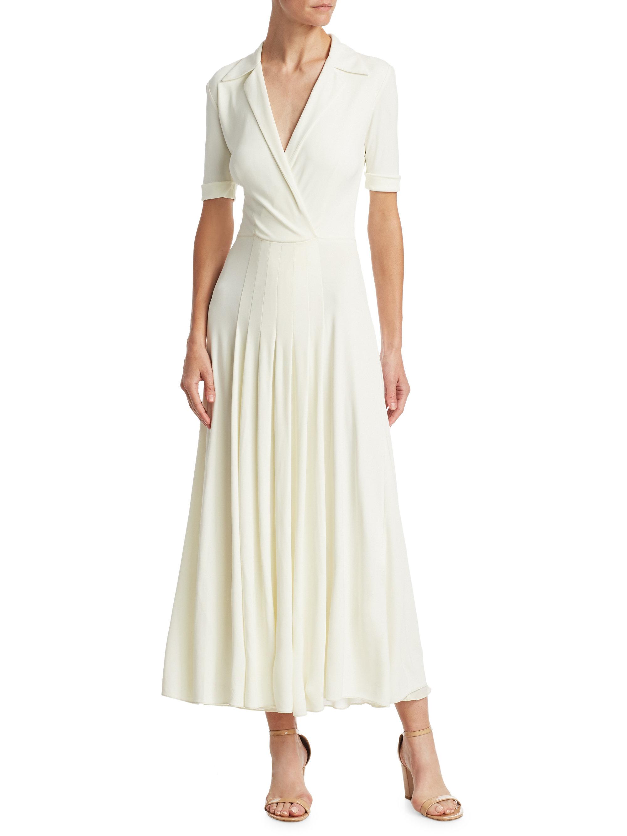 Ralph Lauren Collection Tabatha Jersey Dress in White | Lyst