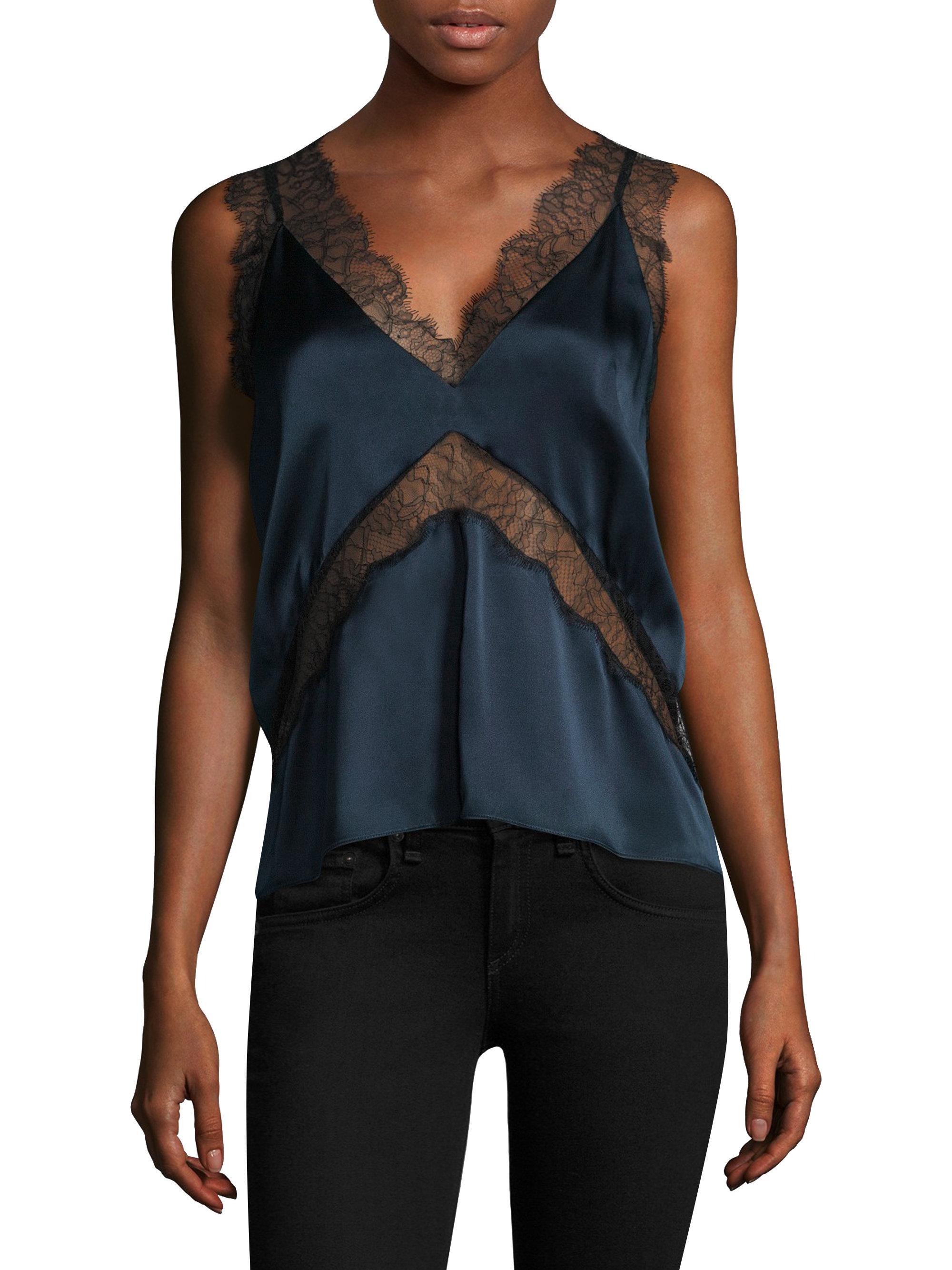 Cami NYC Josie Silk Top in Navy (Blue) Lyst