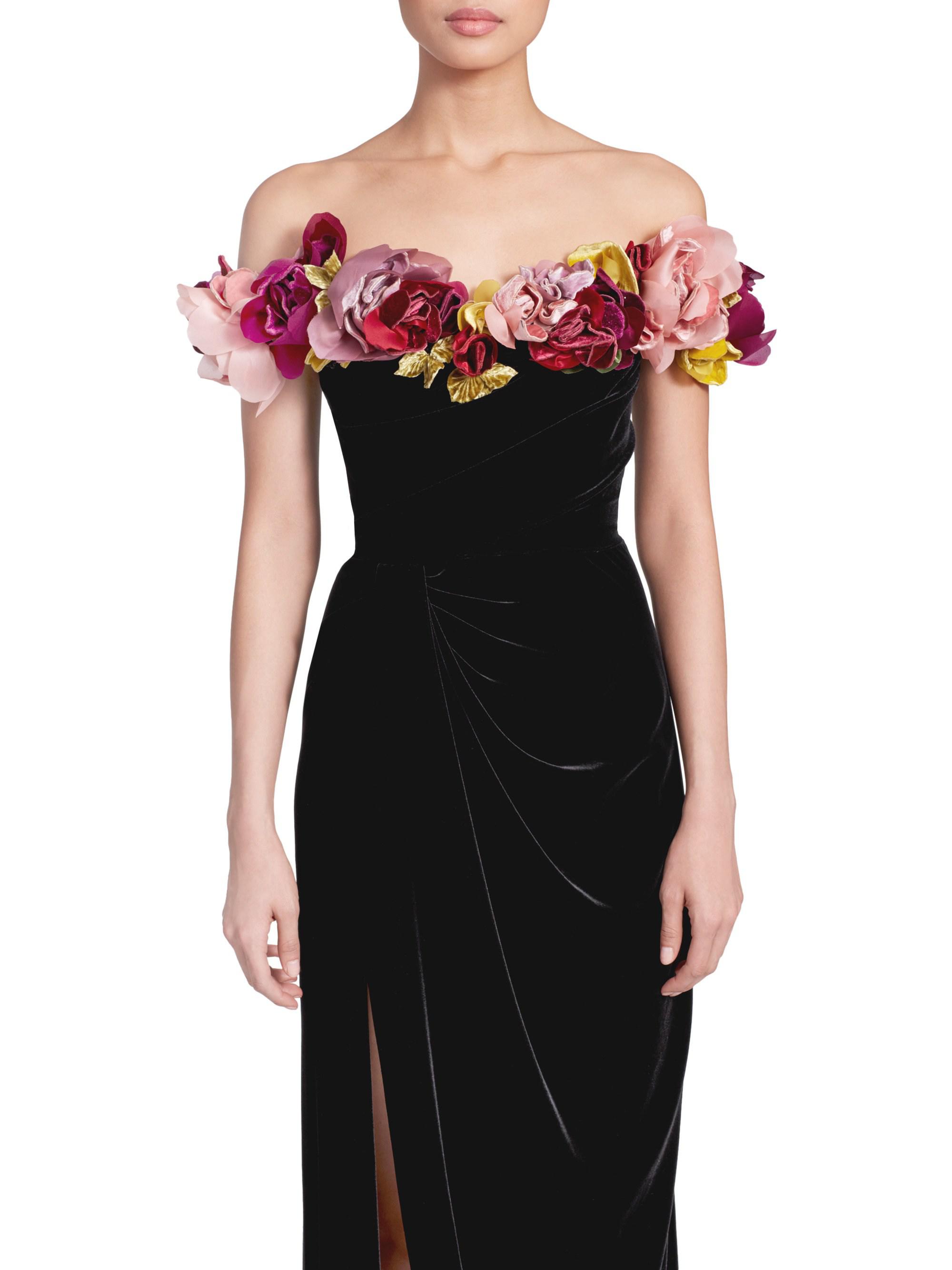 black flower gown
