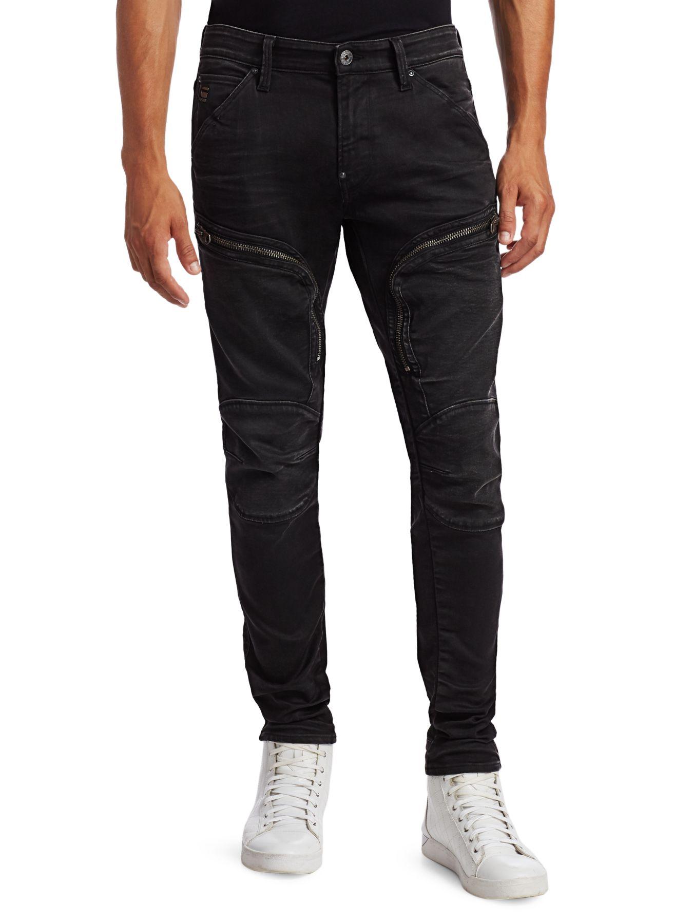 G-Star RAW Air Defence Zip Skinny Jeans in Black for Men | Lyst