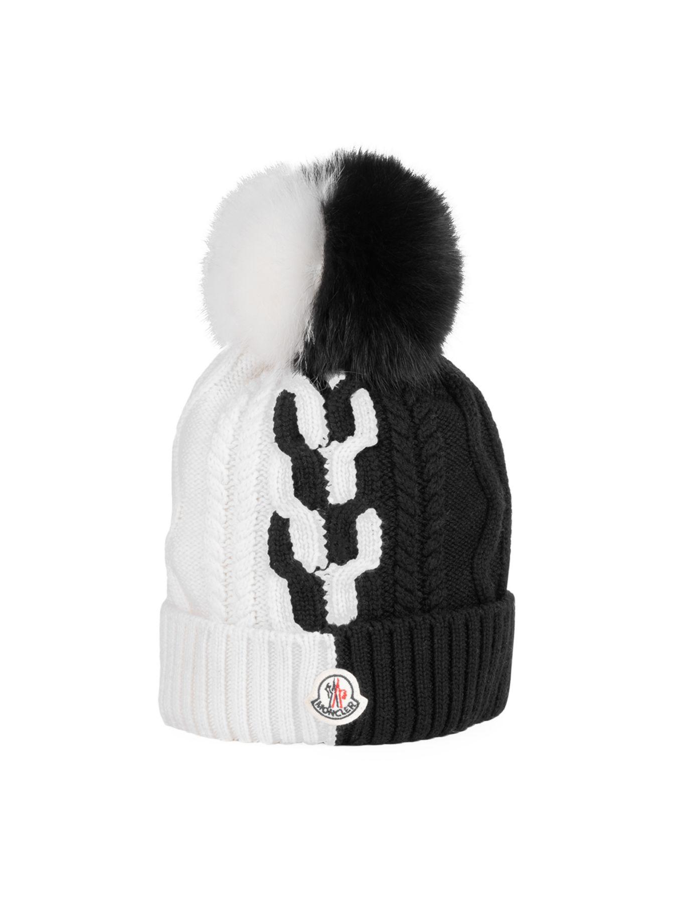 moncler black pom pom hat