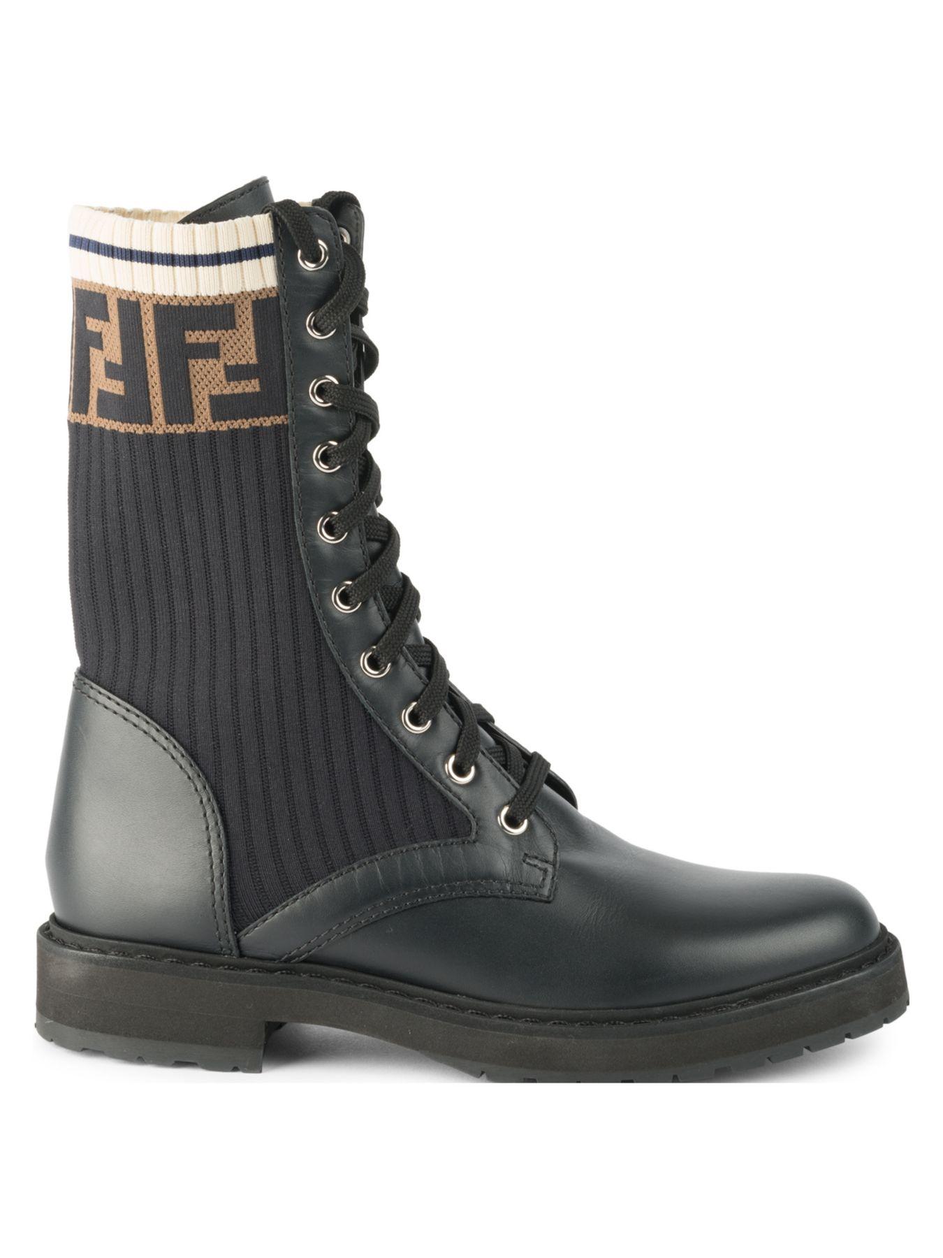 Fendi Leather Rockoko Combat Boots in Black Save 27 Lyst