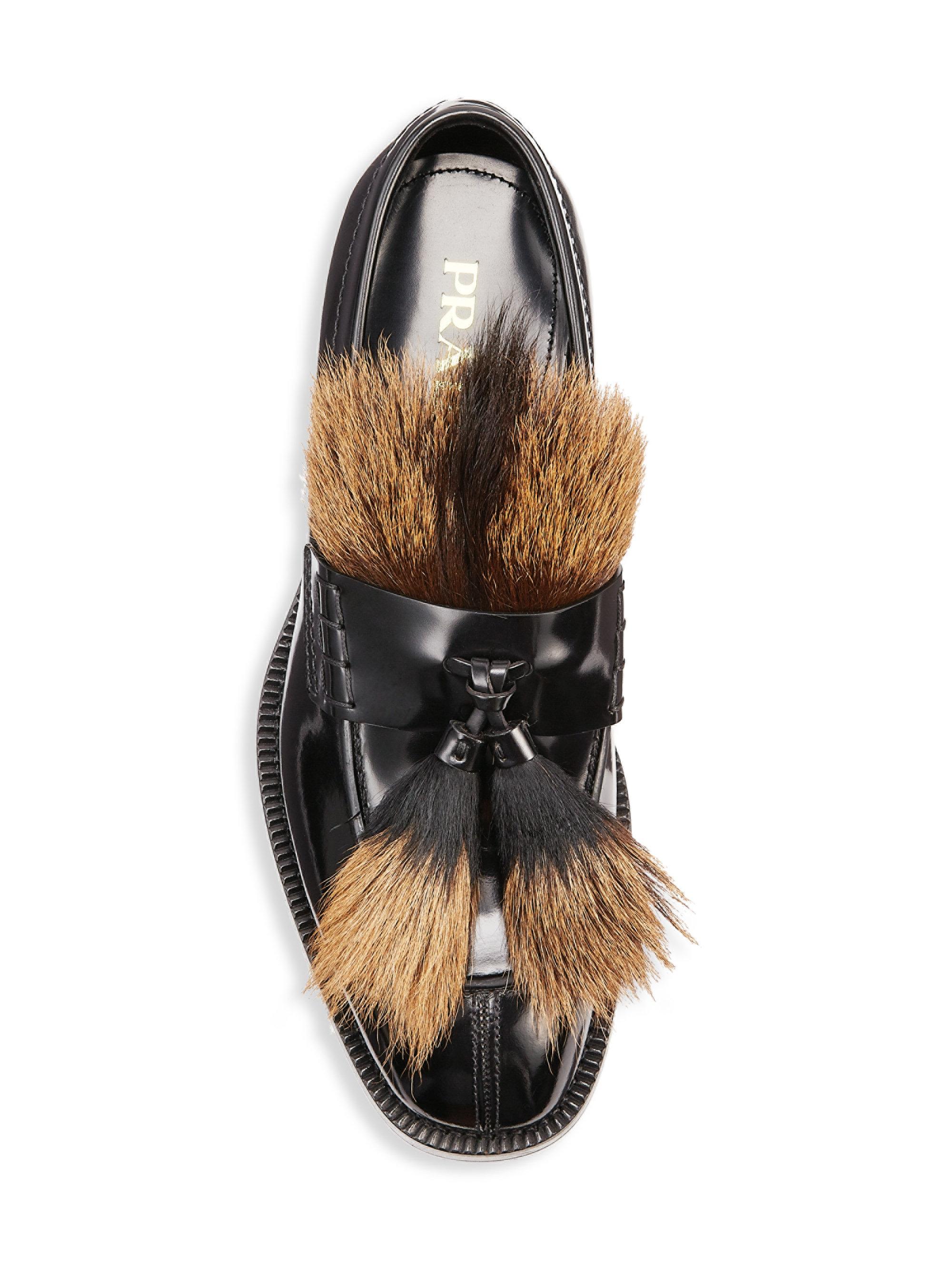 prada fur loafers