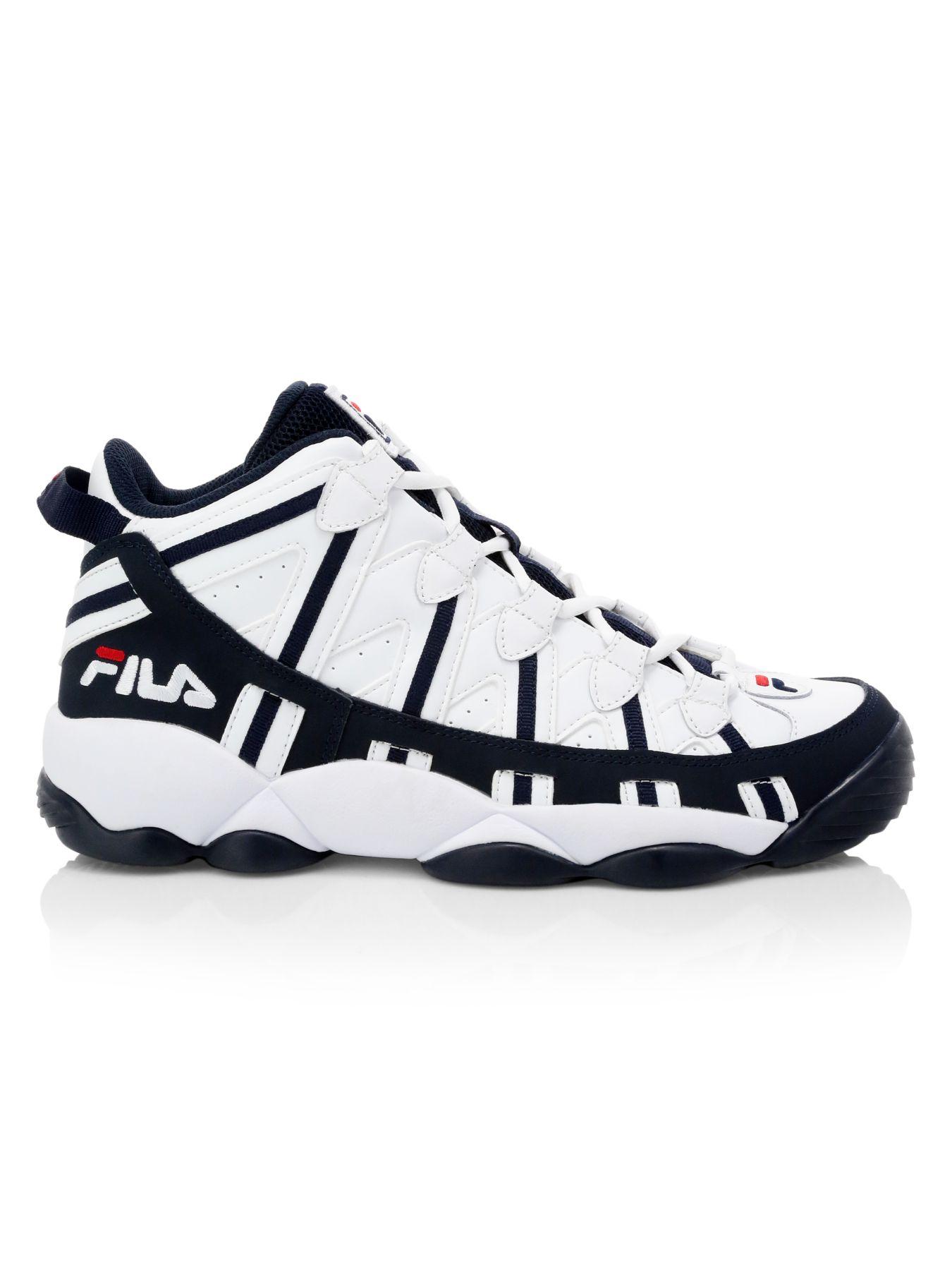 Fila Leather Stackhouse Spaghetti Sneakers in White Navy Red (Blue) for ...