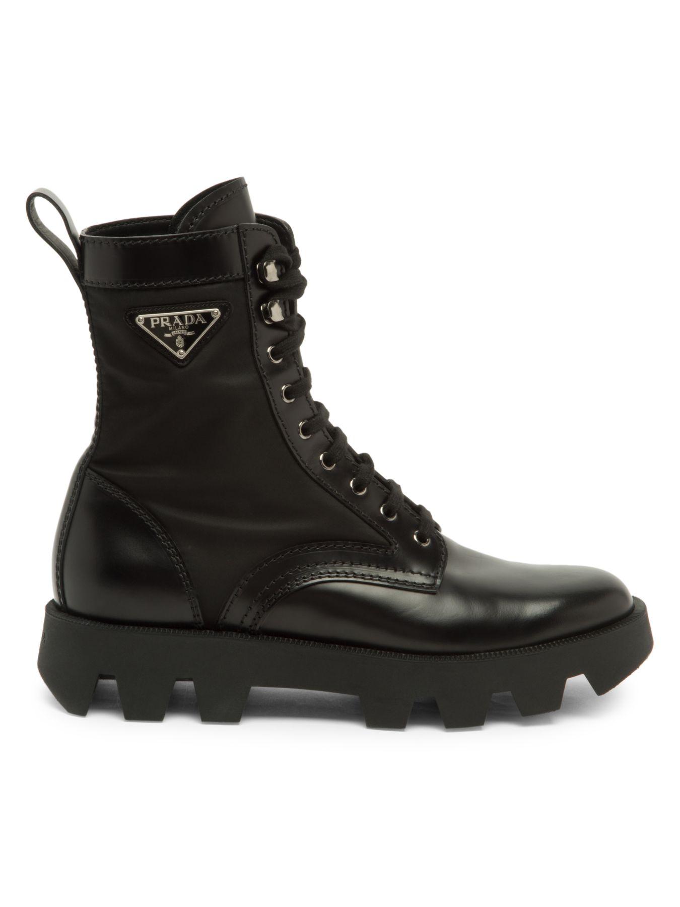Prada Synthetic Brushed Nylon Combat Boots in Nero (Black) for Men - Lyst
