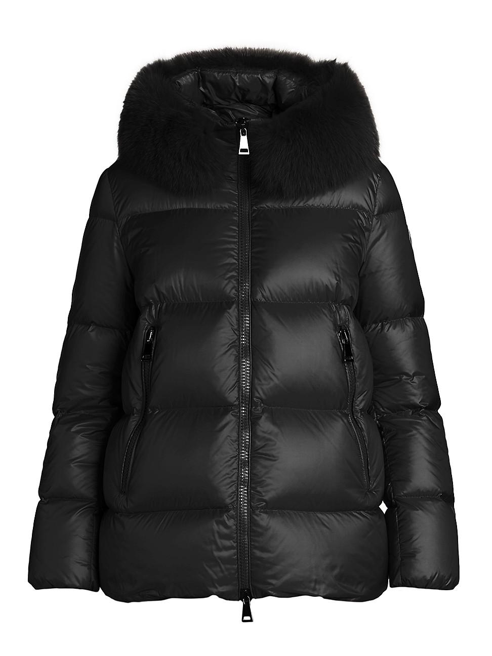 Moncler Serifur Fox Fur-trim Hood Quilted Down Jacket in Nero (Black) | Lyst