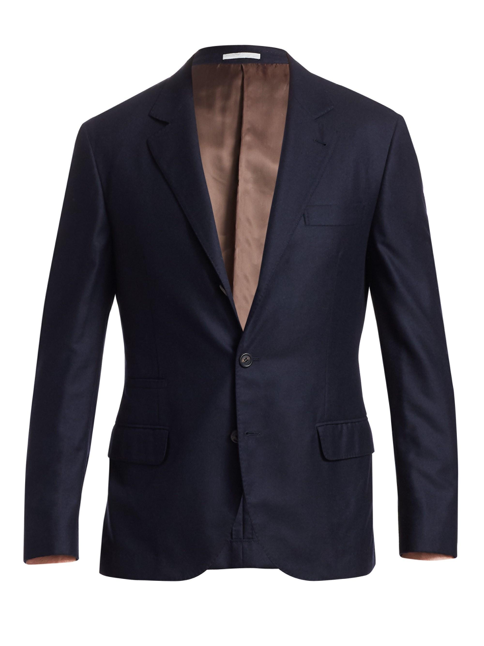 Brunello Cucinelli Cashmere & Silk Blazer in Blue for Men - Lyst