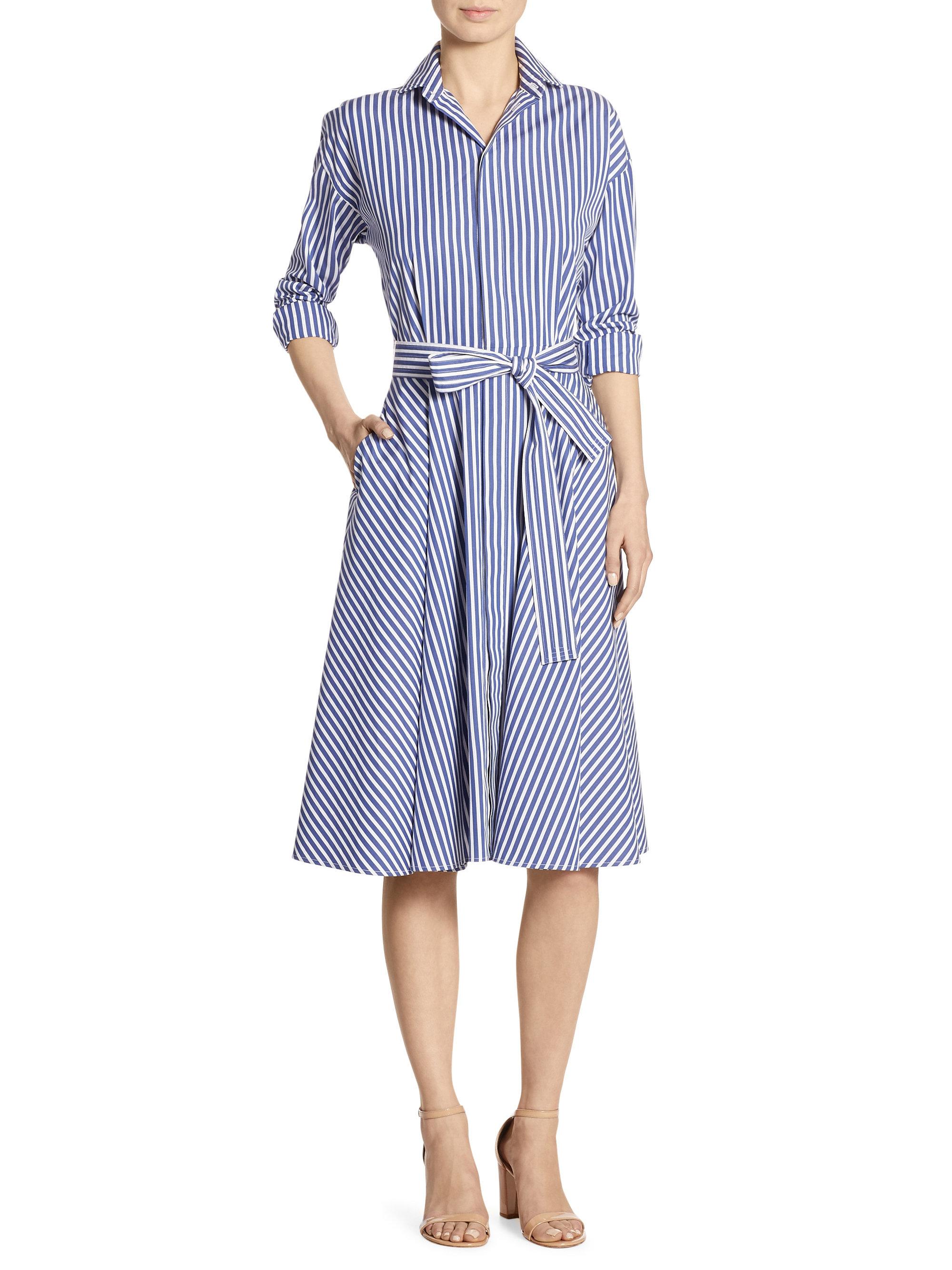 Polo Ralph Lauren Striped Cotton Poplin Shirtdress in Blue | Lyst