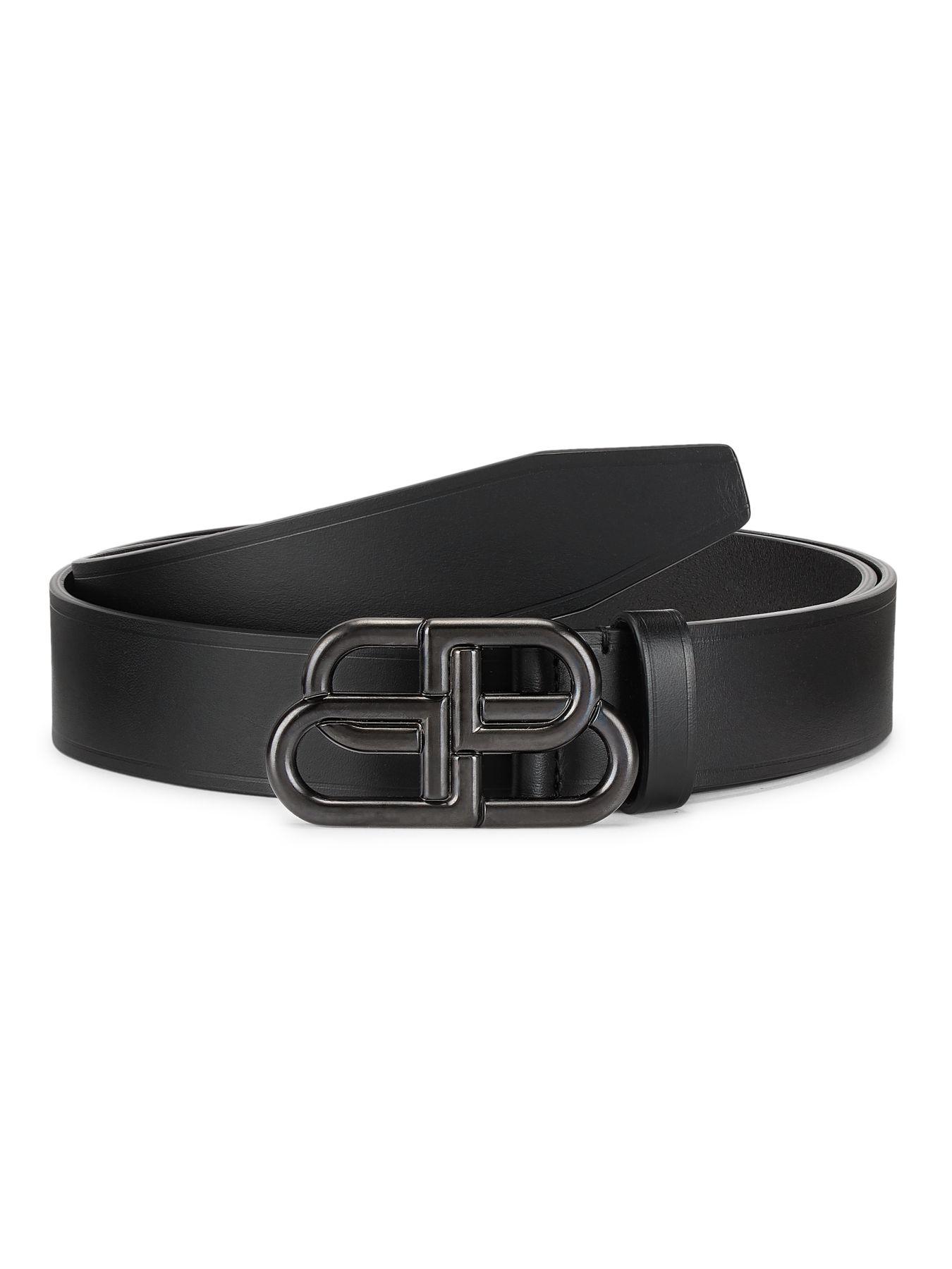 Balenciaga Large Bb Logo Leather Belt in Black for Men - Lyst