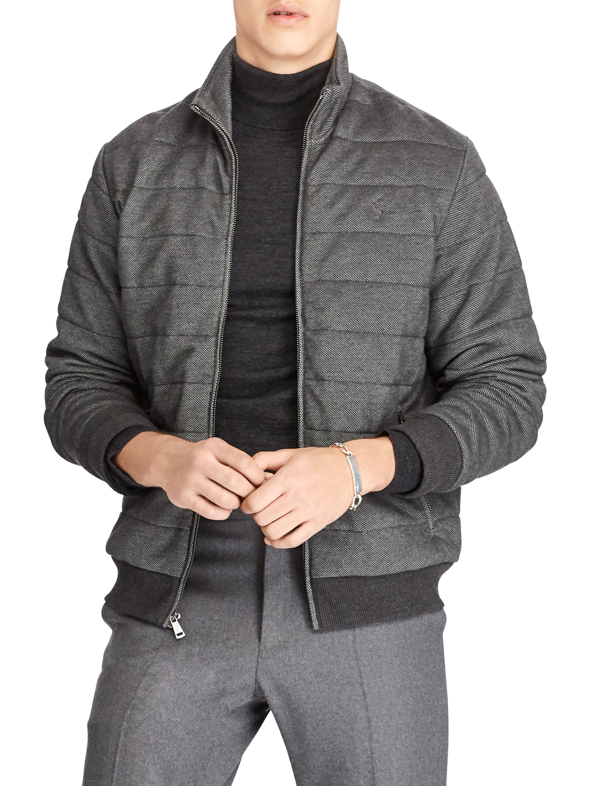 gray polo jacket