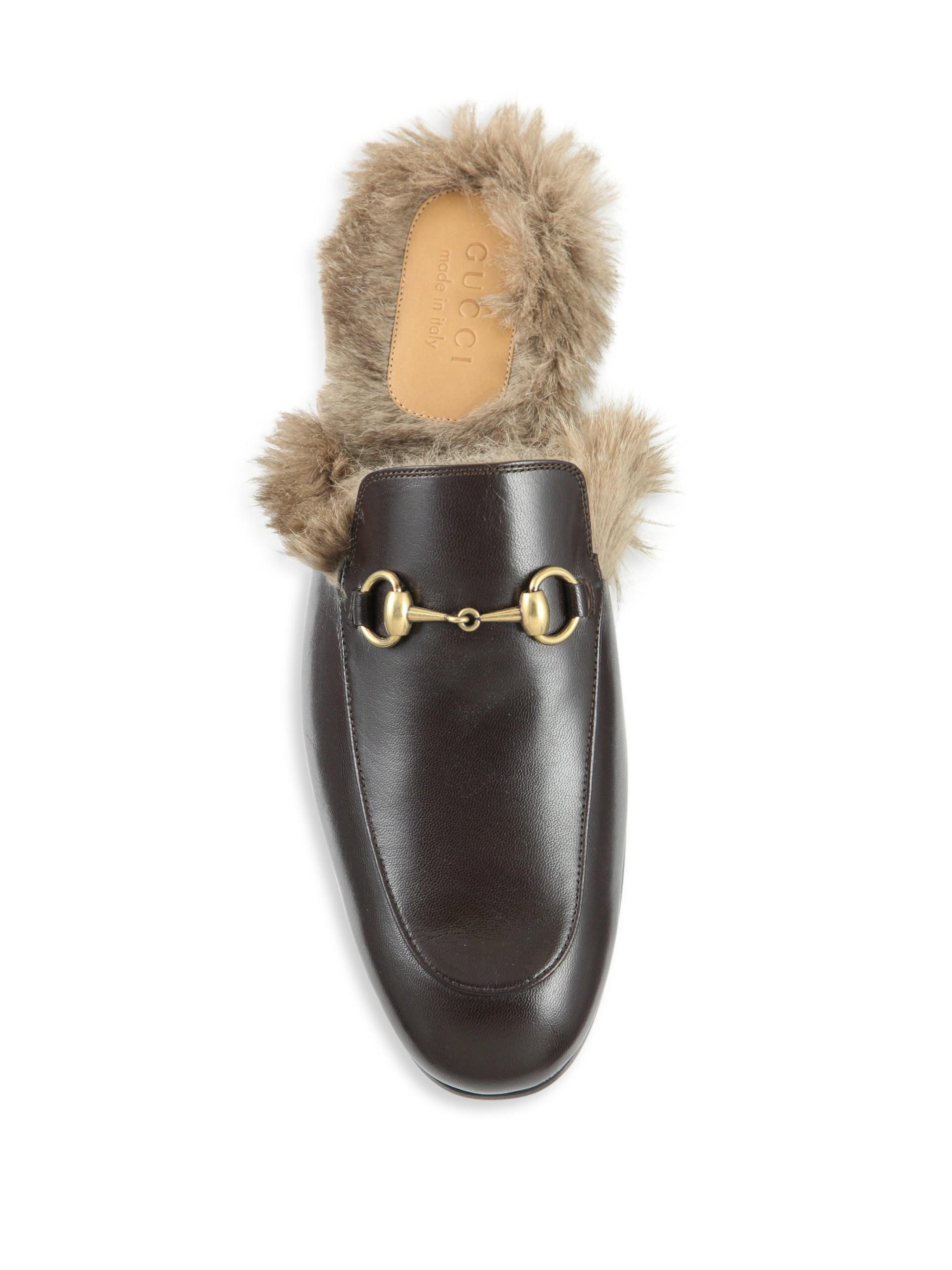 Gucci Princetown Fur-lined Leather Slippers for Men - Lyst