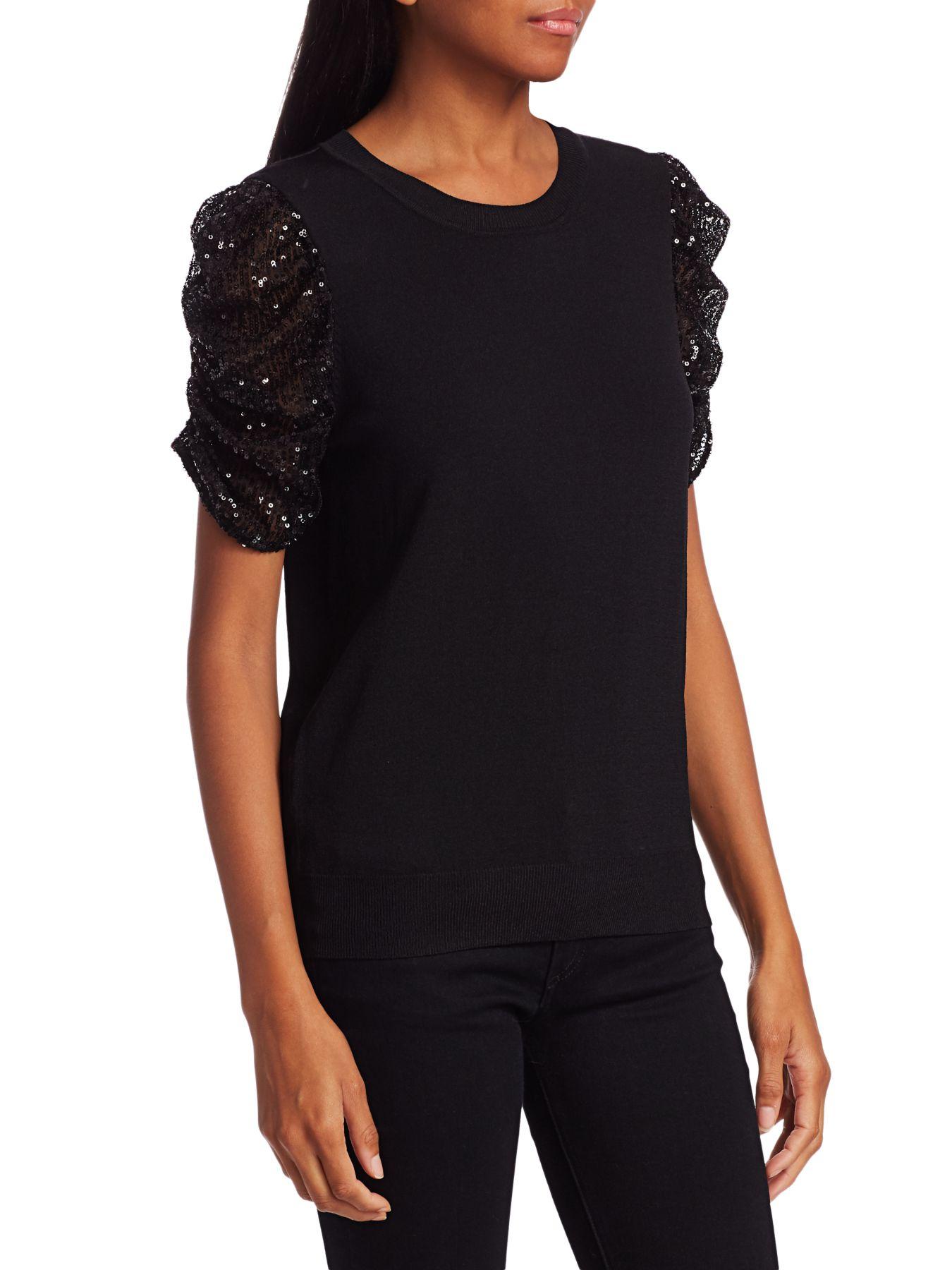 sequin puff sleeve