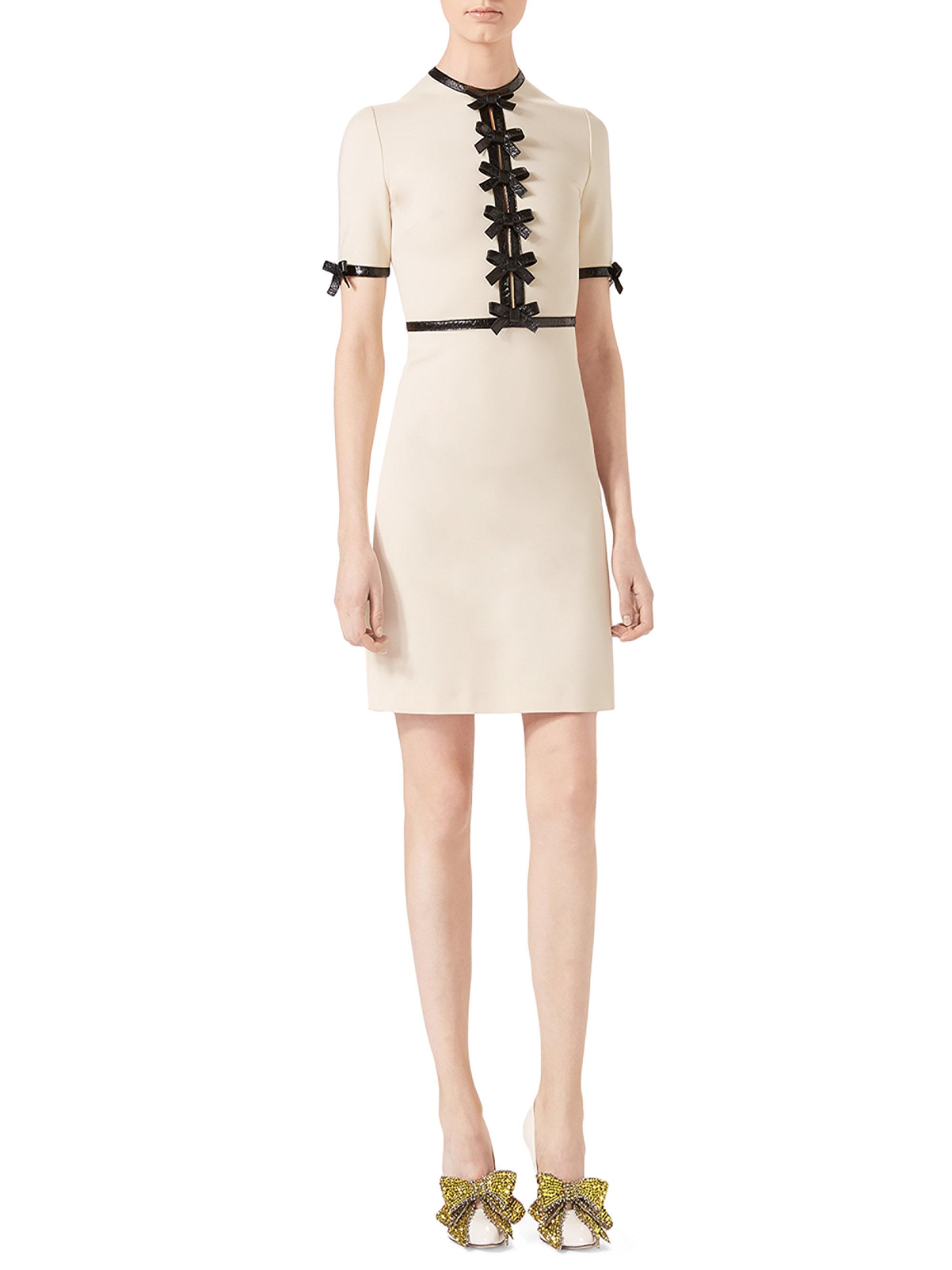 Perca galería Especificidad Gucci Bow Jersey Dress in White | Lyst