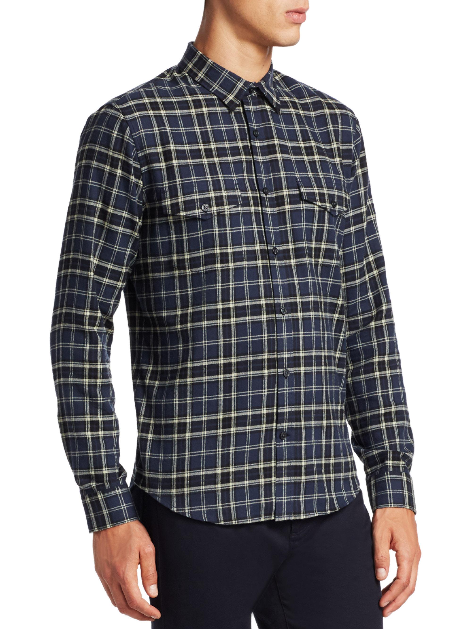 Lyst Vince Plaid Cotton Buttondown Shirt for Men